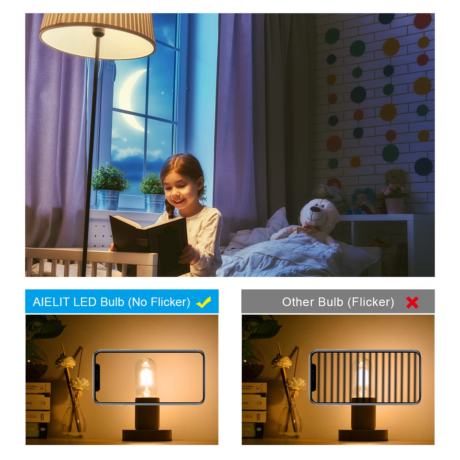 Vintage E26 Led Light Bulb 40W Equivalent, Energy Efficient 4W, Warm White 2700K, Dimmable 400Lm Tubular T14 T45 Led Edison Bulb