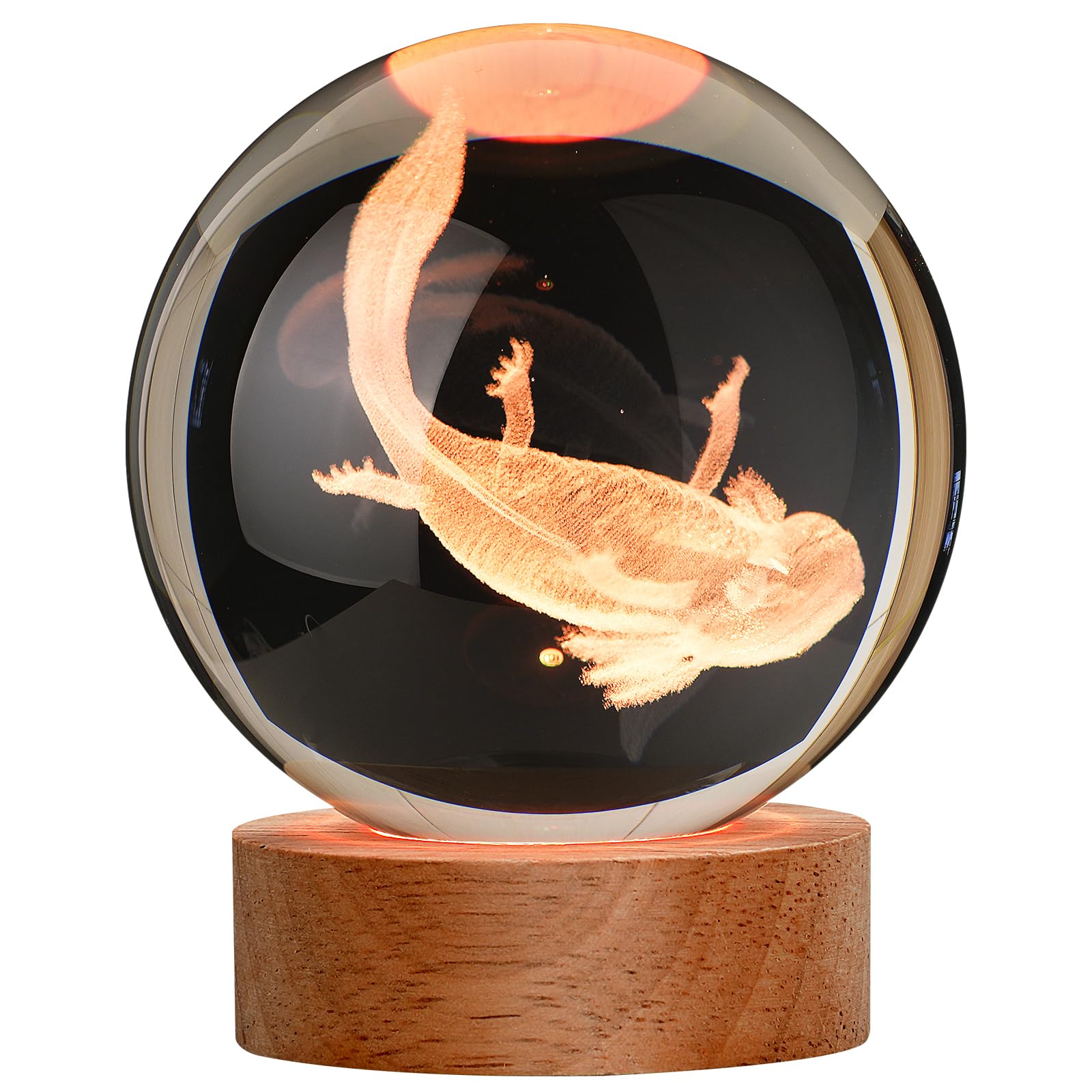 Janarary Large 3D Axolotl Crystal Ball Night Light, Axolotl Lamp 16 Color Changing With Remote Control For Bedroom Decor, Ideal