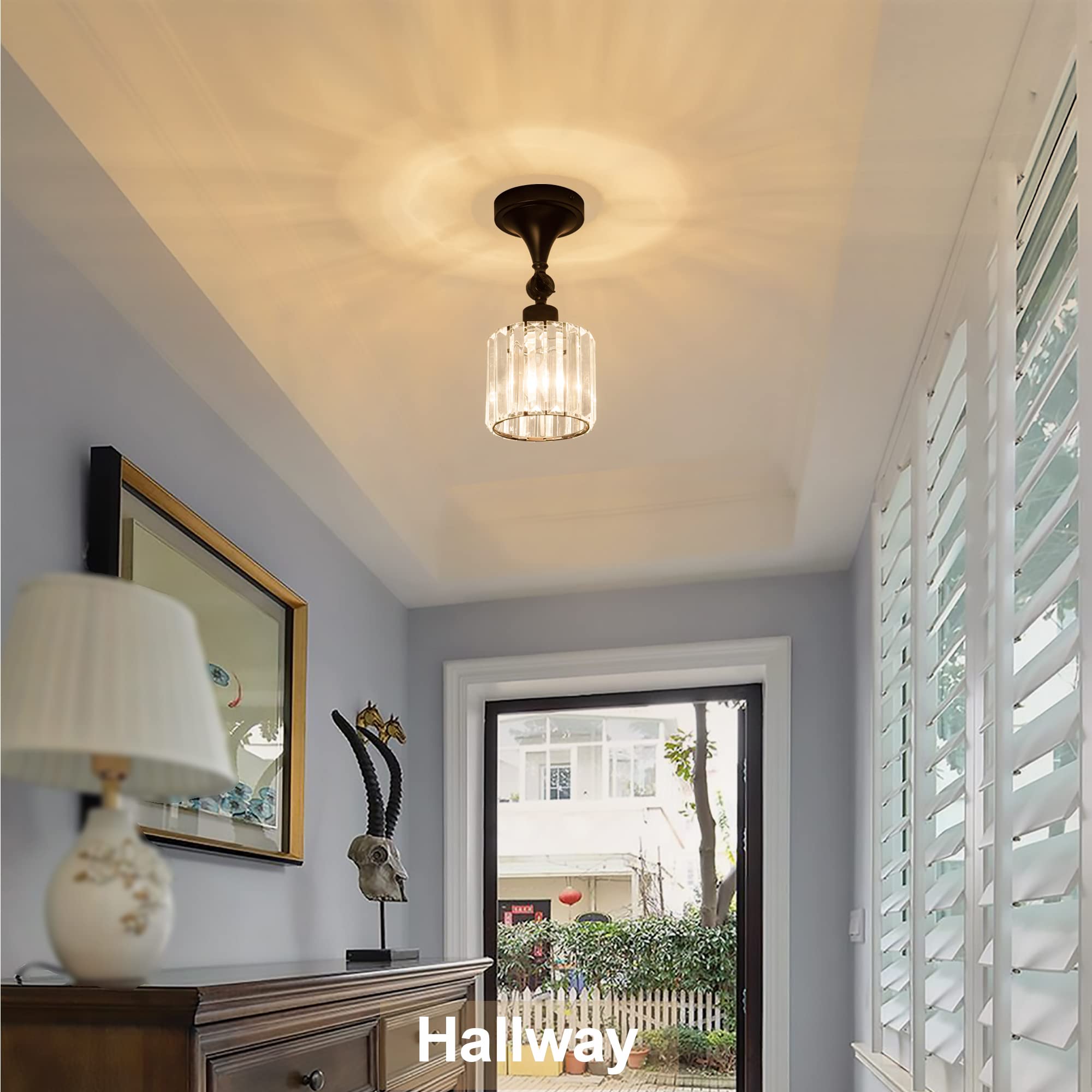 Edzemuwa Flush Mount Ceiling Light Fixture Modern Black Entryway Light Fixtures Farmhouse Lighting For Porch Hallway Kitchen Bedroom