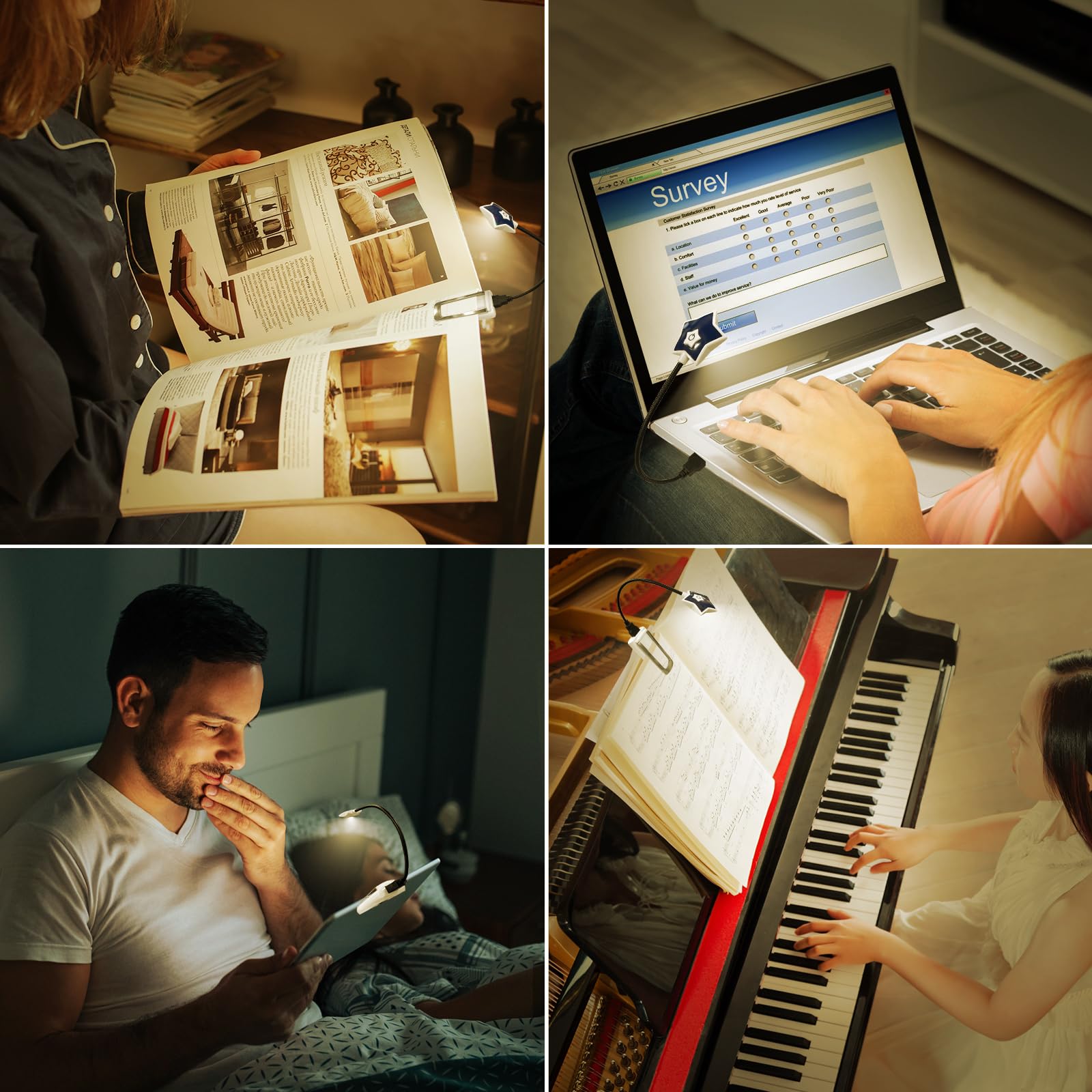 Luxsway Led Reading Light, Battery Operated Book Light For Reading In Bed, Computer Light For Eye Care, Led Clip On Lights For K