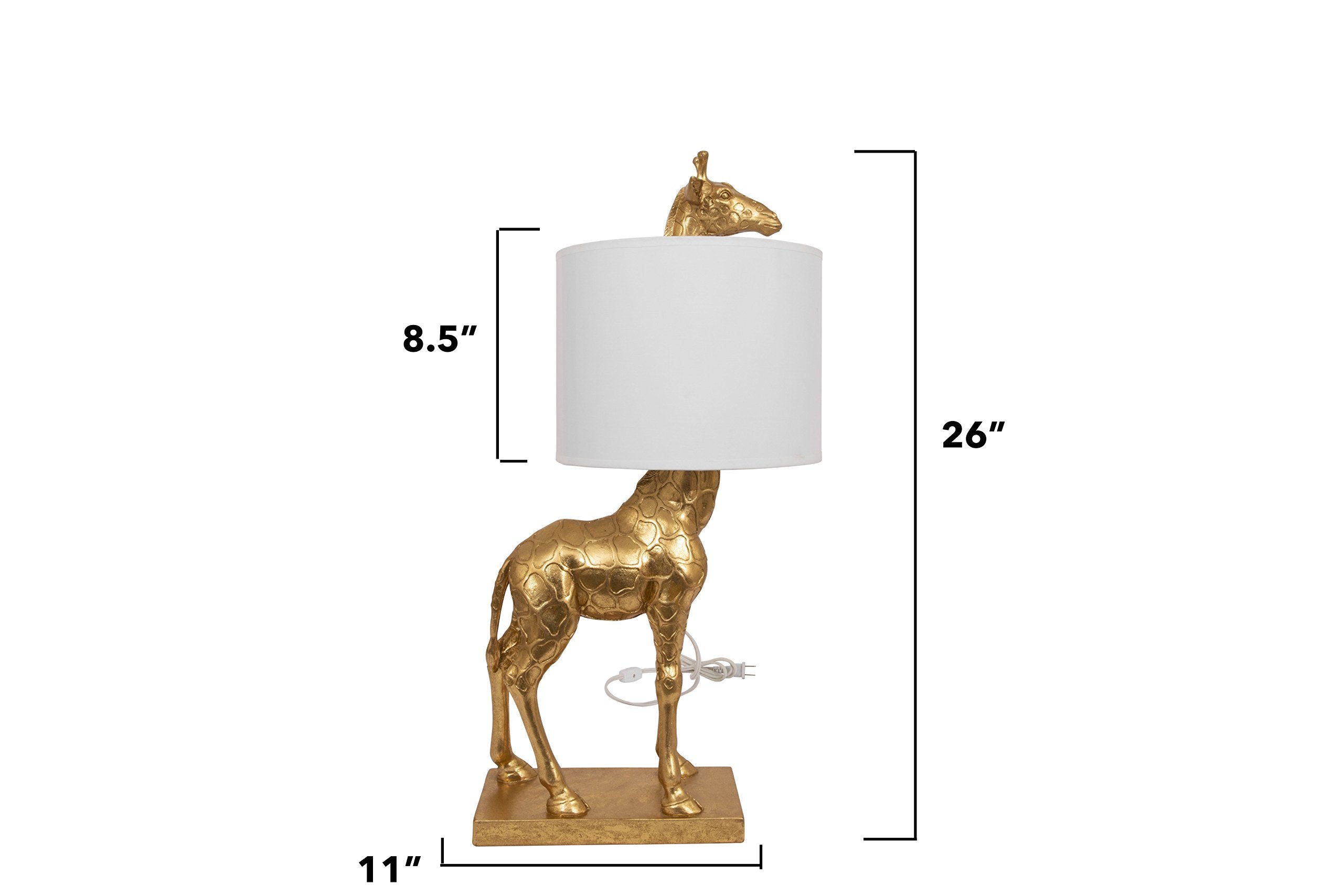 Creative Co-Op Gold Giraffe Lamp, Resin with Linen Shade, Model DA7565
