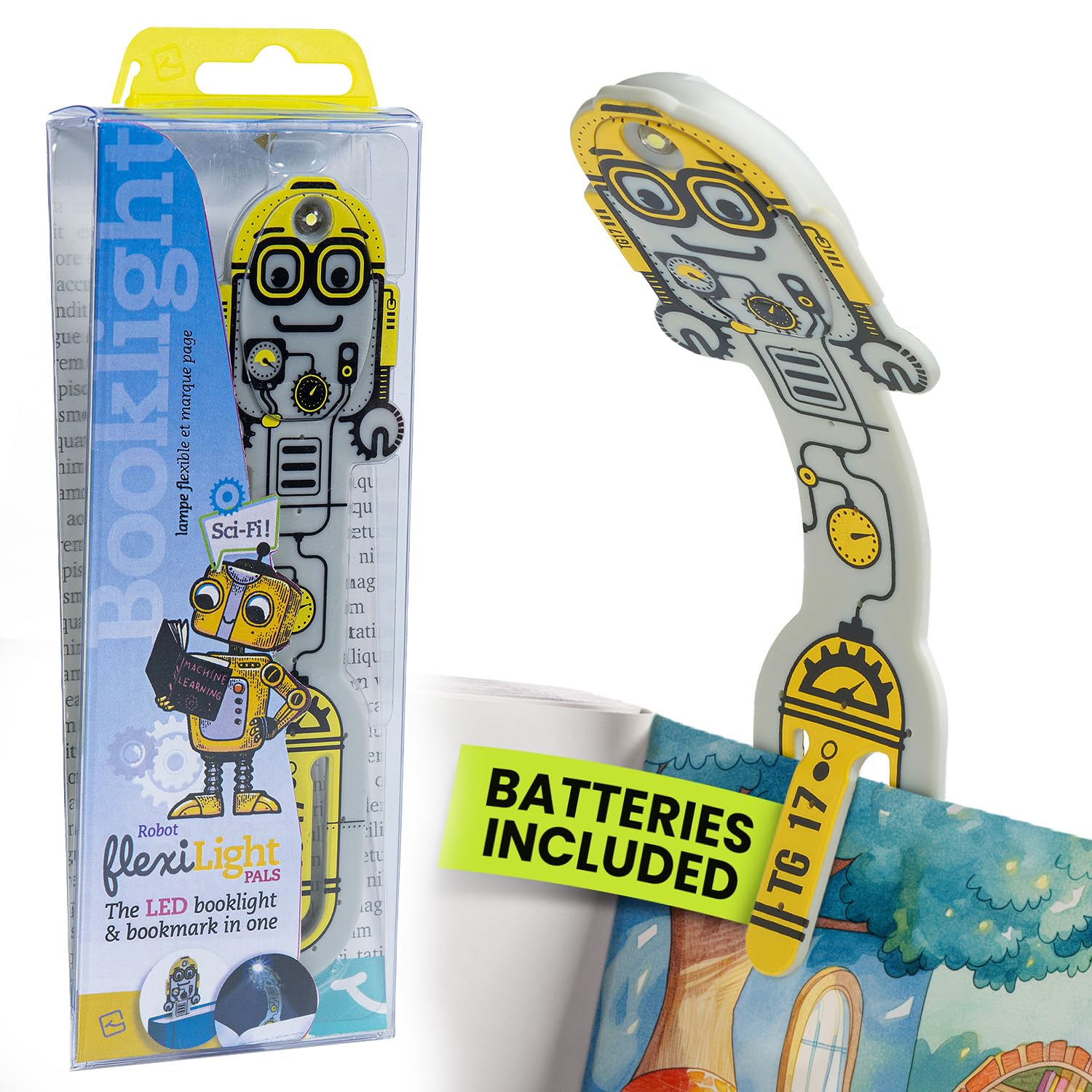 Gifts for Readers & Writers Bookmark Reading Light Robot Grey - 2in1 Clip On Bookmark Kids Light for Reading in Bed, Travel Cute