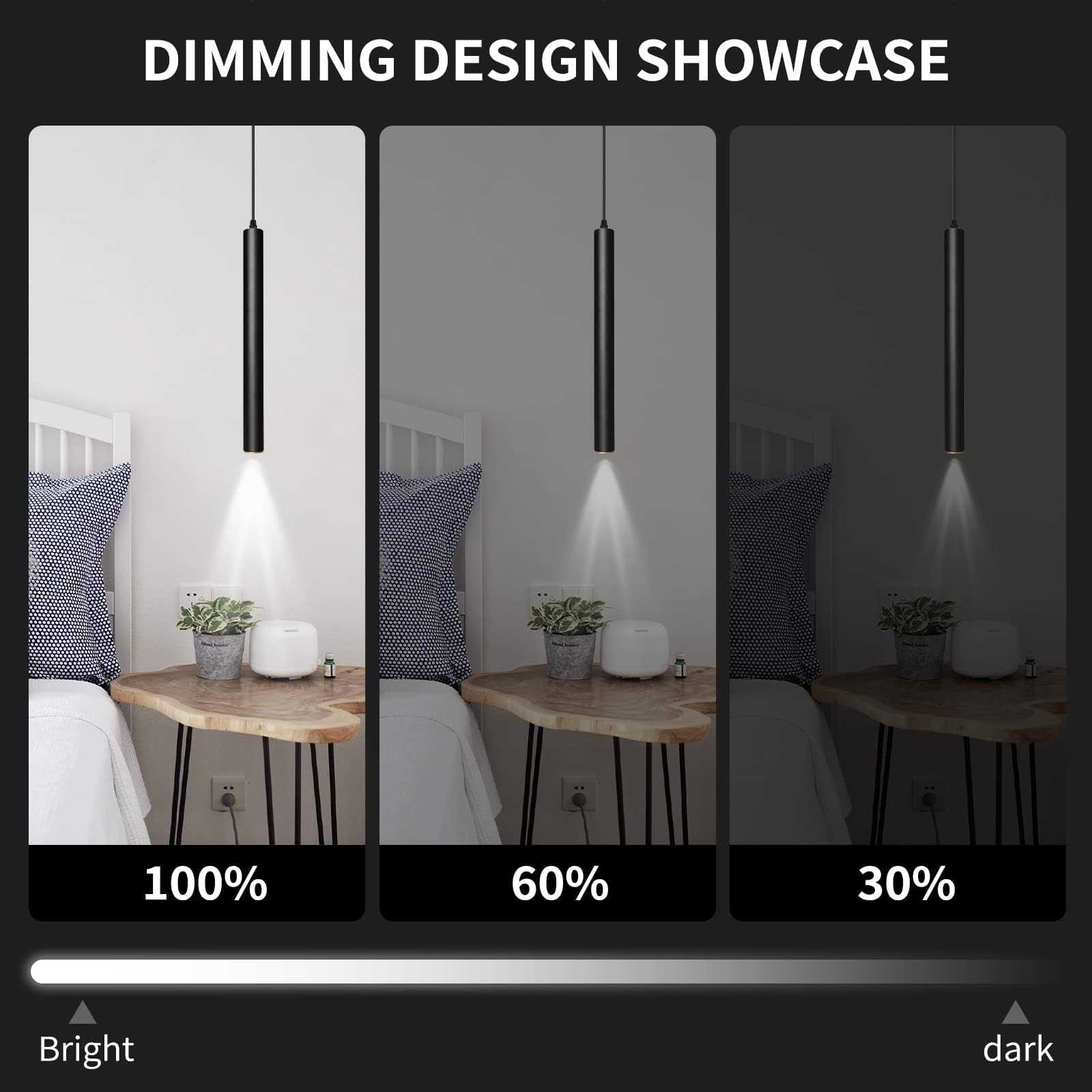 Okeli Black Modern Pendant Light, Led Minimalist Pendant Lighting Fixture, Strip Pendant Lights For Kitchen Island,Bar,15Inch,40