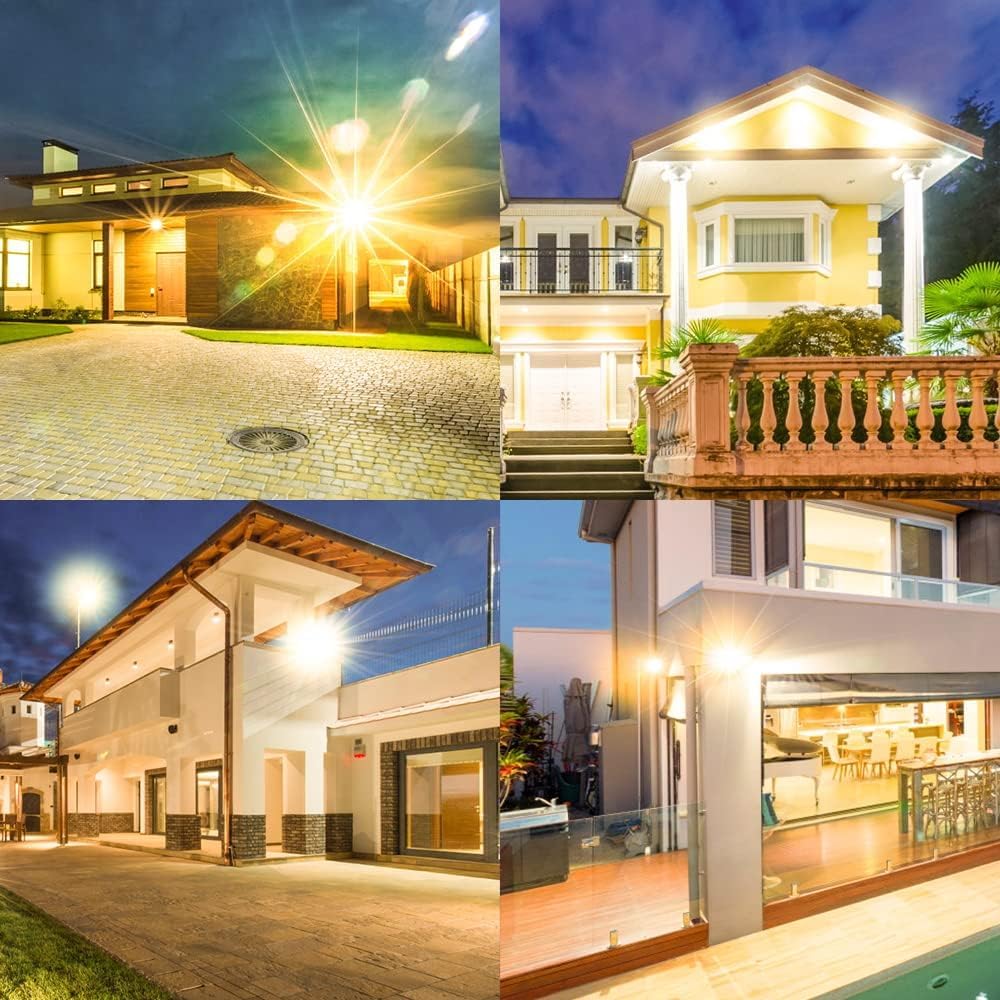 Yanycn 2 Pack 200W Warm White Led Flood Lights Outdoor,3000K Super Bright 15500Lm Security Lights With Plug,Exterior Ip66 Waterp