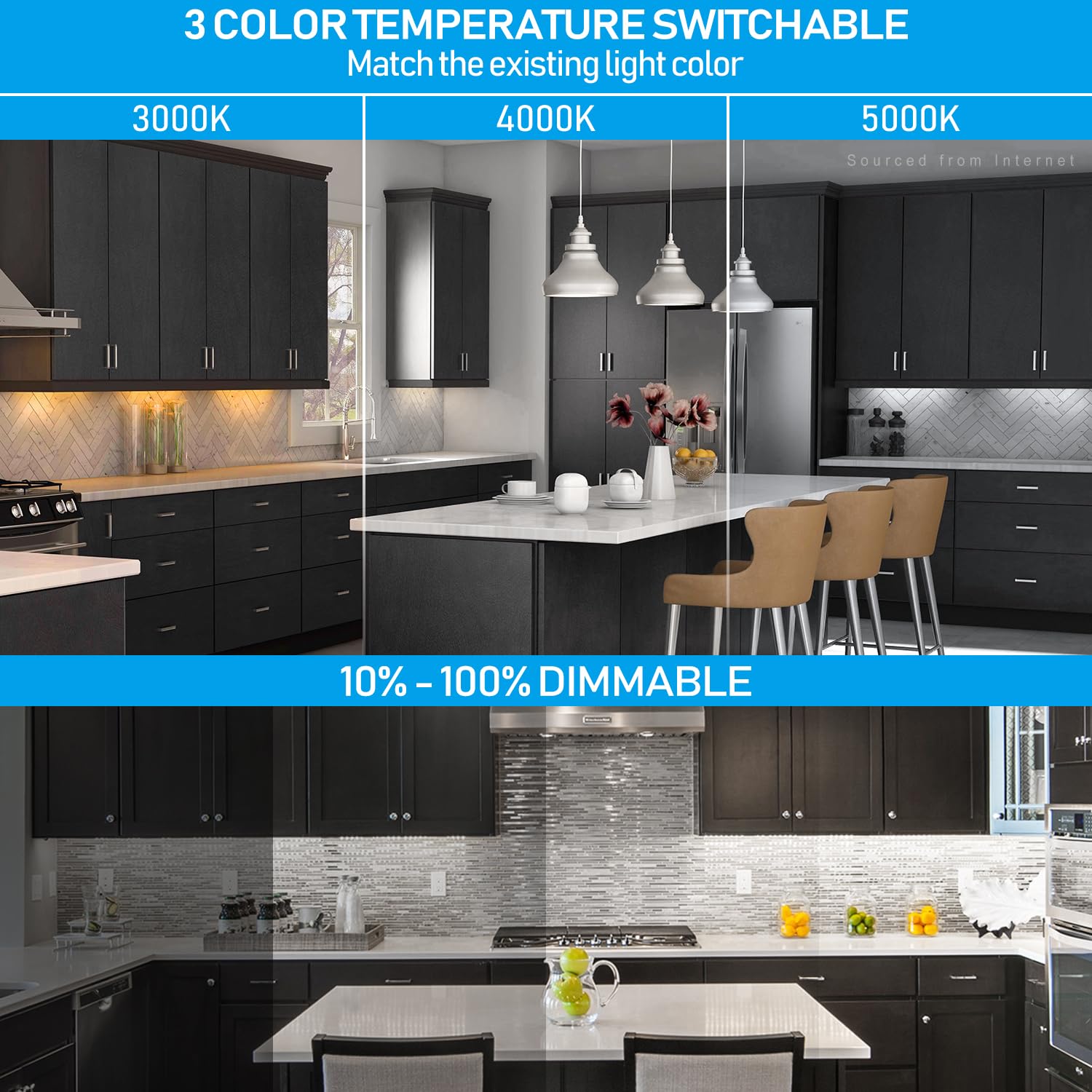 TORCHSTAR LED Under Cabinet Lighting, 3CCT, 12 Inch, 8W, 540LM, Dimmable, Bronze Aluminum, Hardwired & Plug-in, Model R1