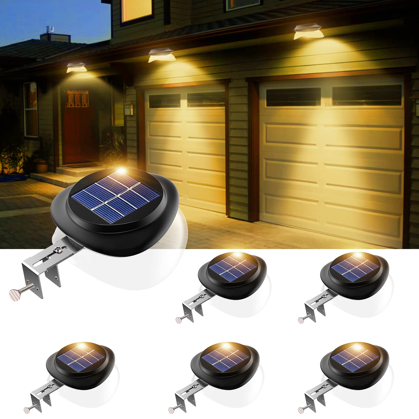 JSOT Solar Gutter Lights for Outside Decor, Solar Fence Lights Outdoor Waterproof Yard Lights, 2 Installations Methods for Deck 