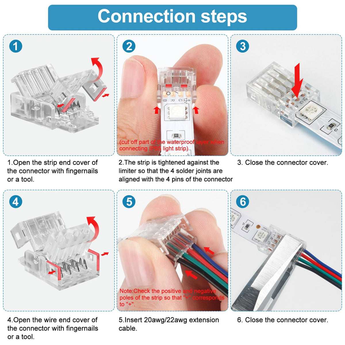 Smd Led Conection RGBZONE 25Pcs 4 Pin 10mm LED Connectors Gapless Solderless LED Strip to ...