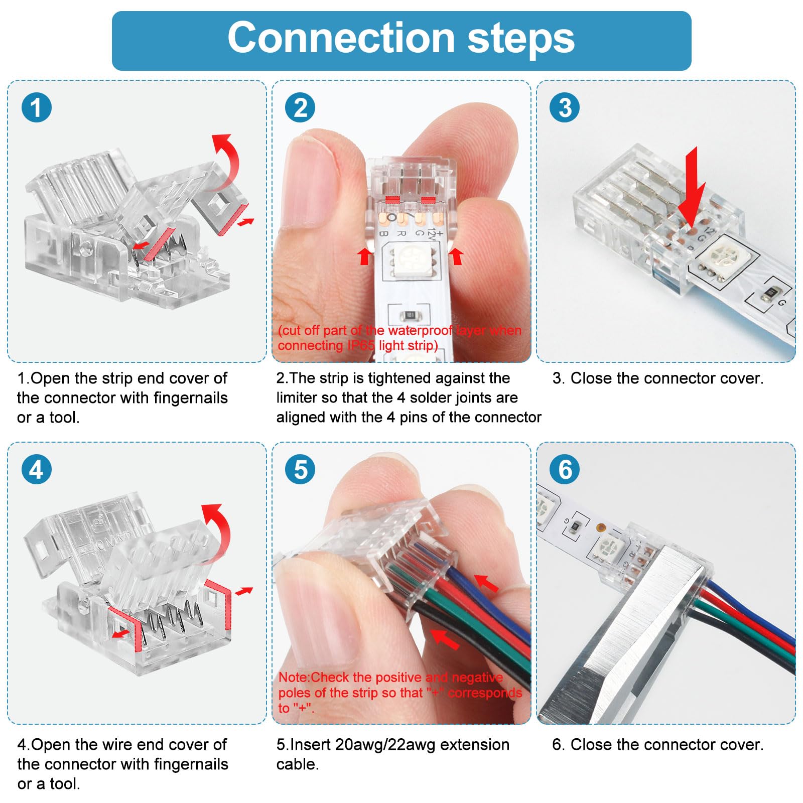 Rgbzone 25Pcs 4 Pin 10Mm Led Connectors Gapless Solderless Led Strip To Wire Quick Connection For 10Mm Wide 5050/3528 Smd Rgb Le