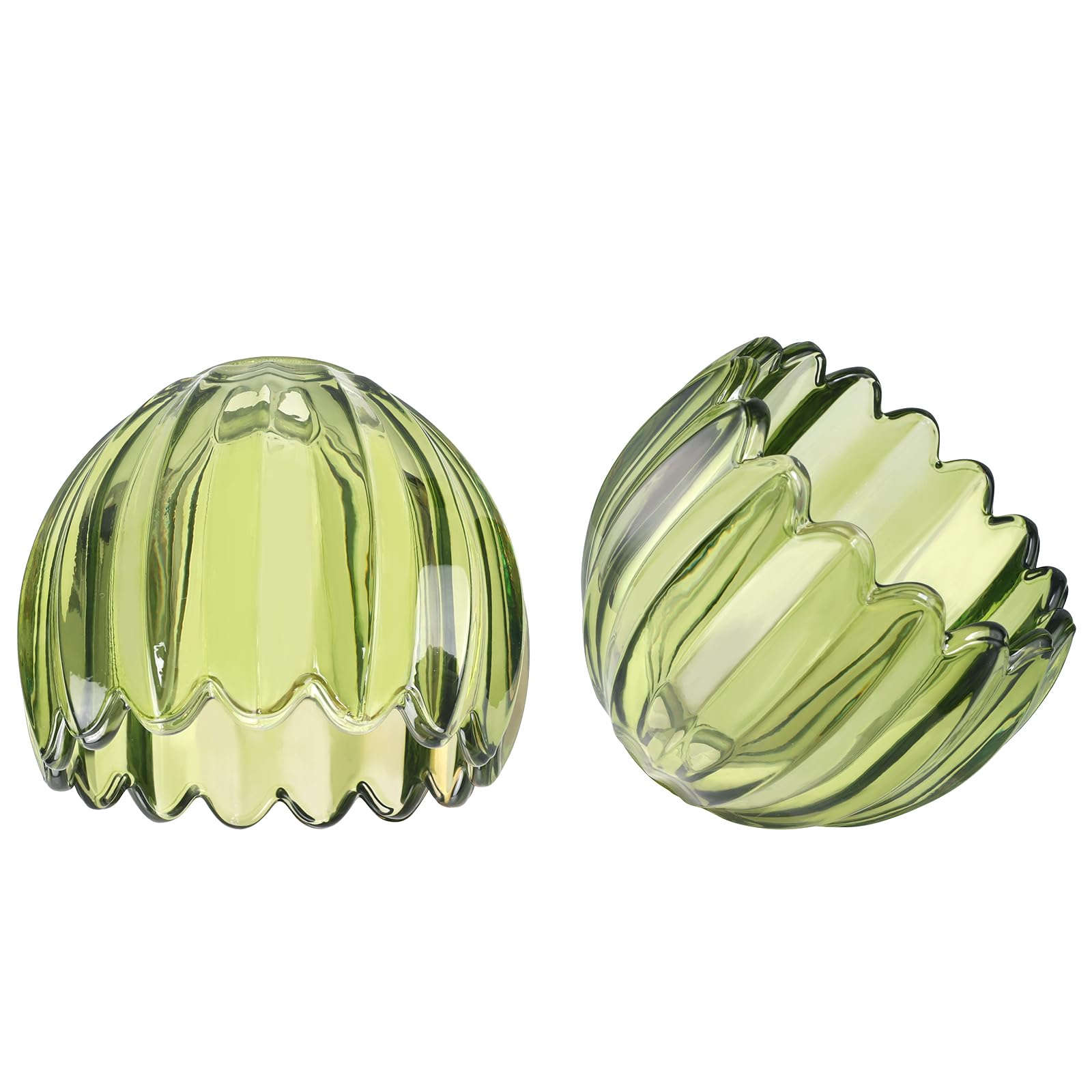 Shenmoyl Tulip Lamp Shades Replacement  1.41 Fitter Opening Green Glass Sconce Shade Heavy and Thick for Wall Sconces Pendant Lights Ceiling Lights Chandelier  2 Pack