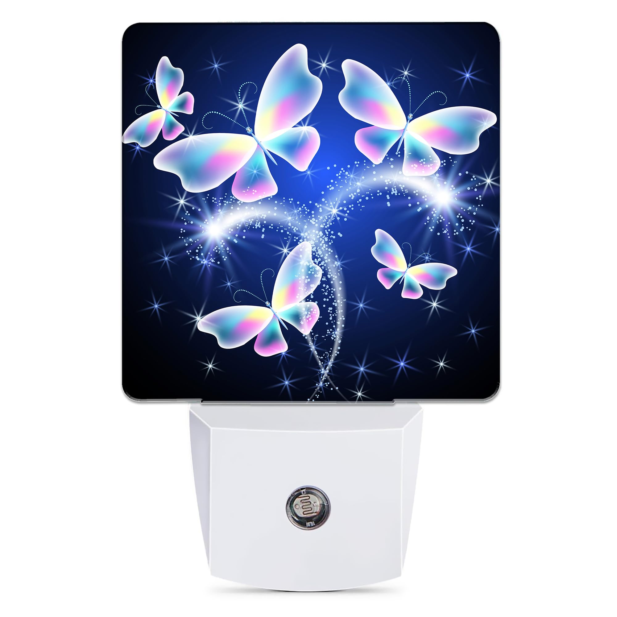 Transparent Butterfly Night Light, Glowing Firework Night Lights Plug into Wall Decor for Bedroom, Bathroom, Hallway, Kitchen, D