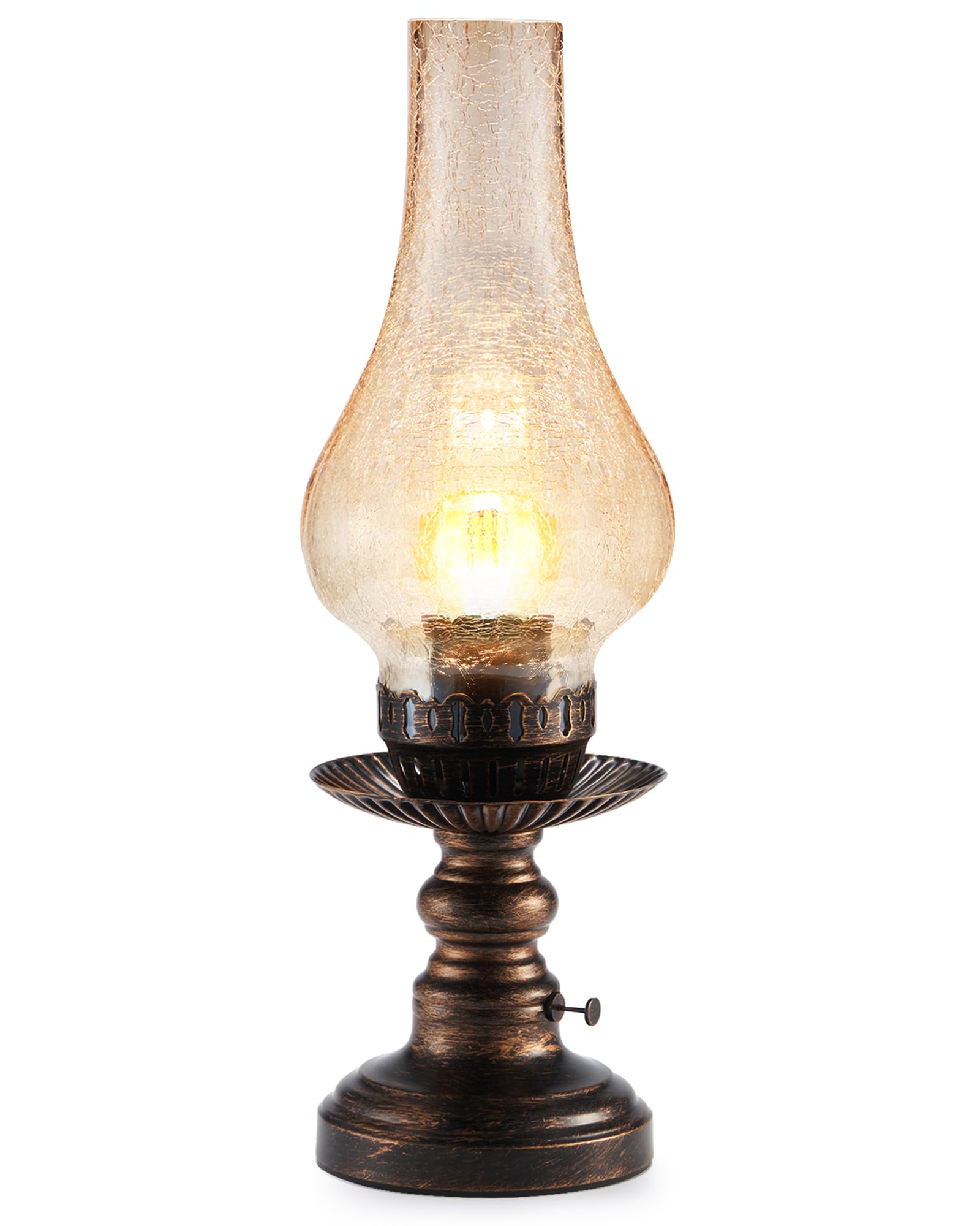 UMEXUS Vintage Rechargeable Cordless Table Lamp with Dimmer & Touch Control, Small Battery Powered Lights, Amber Hand-Blown Glas