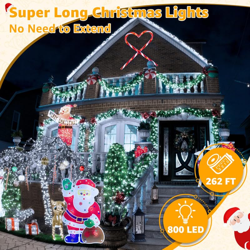 Ollny LED String Lights, 800LED, Cool White, Waterproof, Remote, 8 Modes, Dimmable, 262FT, Model HG-29V801C