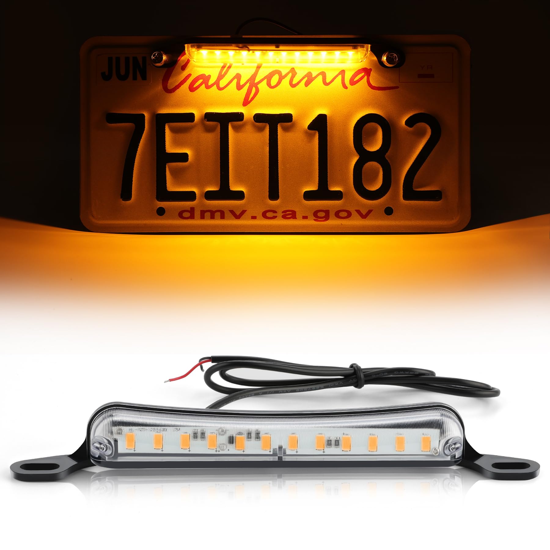 LivTee LED License Plate Light Assembly, Amber 6000K, Extremely Bright for Trailer, UTV, ATV, Truck, RV, Boat, Car Accessories