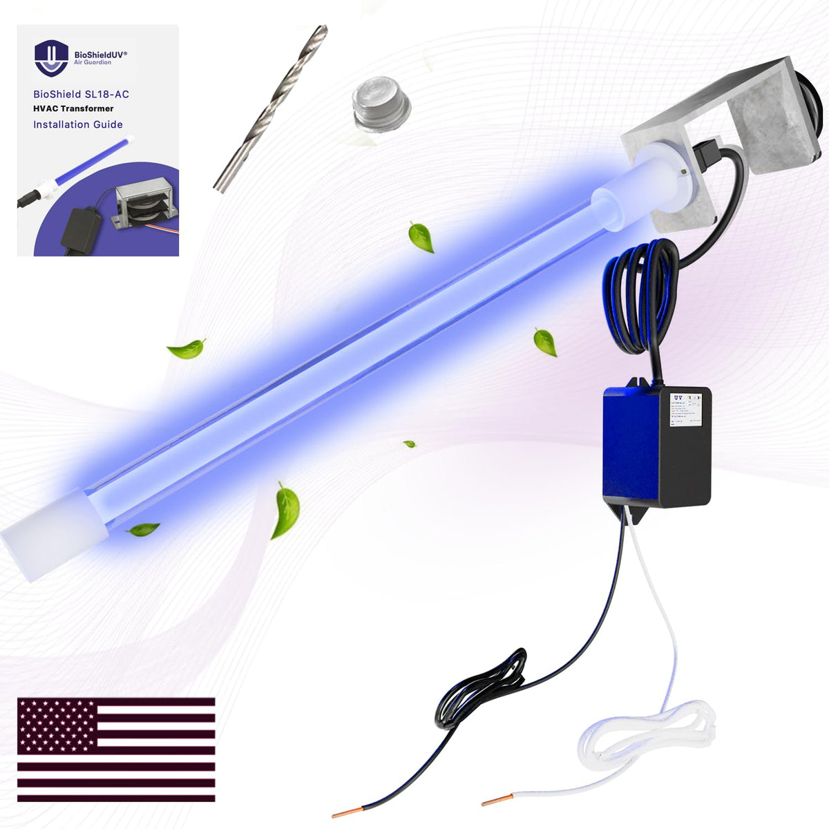 BioShieldUV 18W 24V HVAC UV Light Air Purifier Bulb Magnetic Holder Powered by HVAC Ballast - Air Filter UV Lamp for Air Conditi