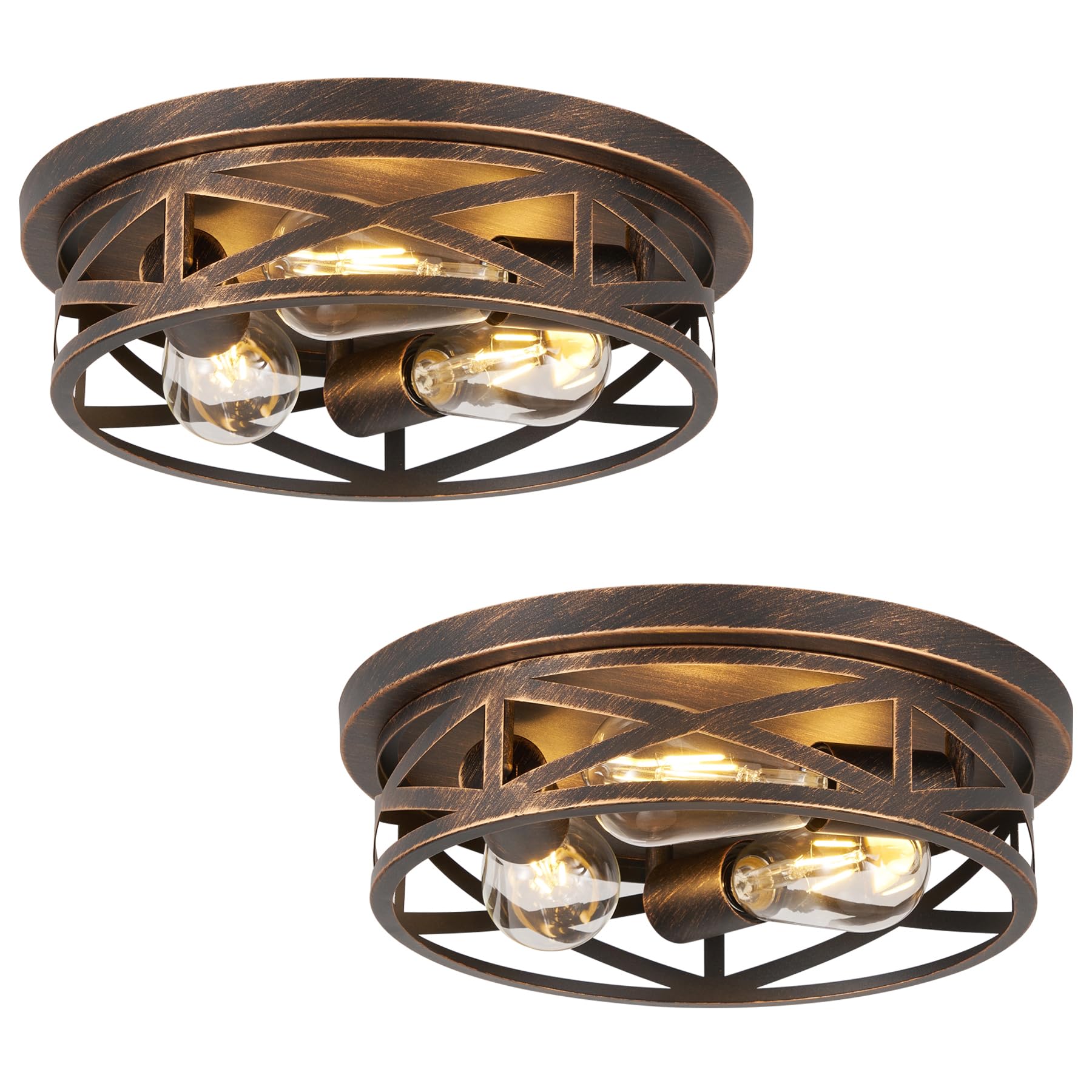 piano7797 13 inch Flush Mount Ceiling Light Fixtures 3-Light Modern Hallway Light Fixtures Ceiling  Black Gold Lights Fixture Ceiling Mount for Farmhouse Kitchen  Bedroom 2 Pack