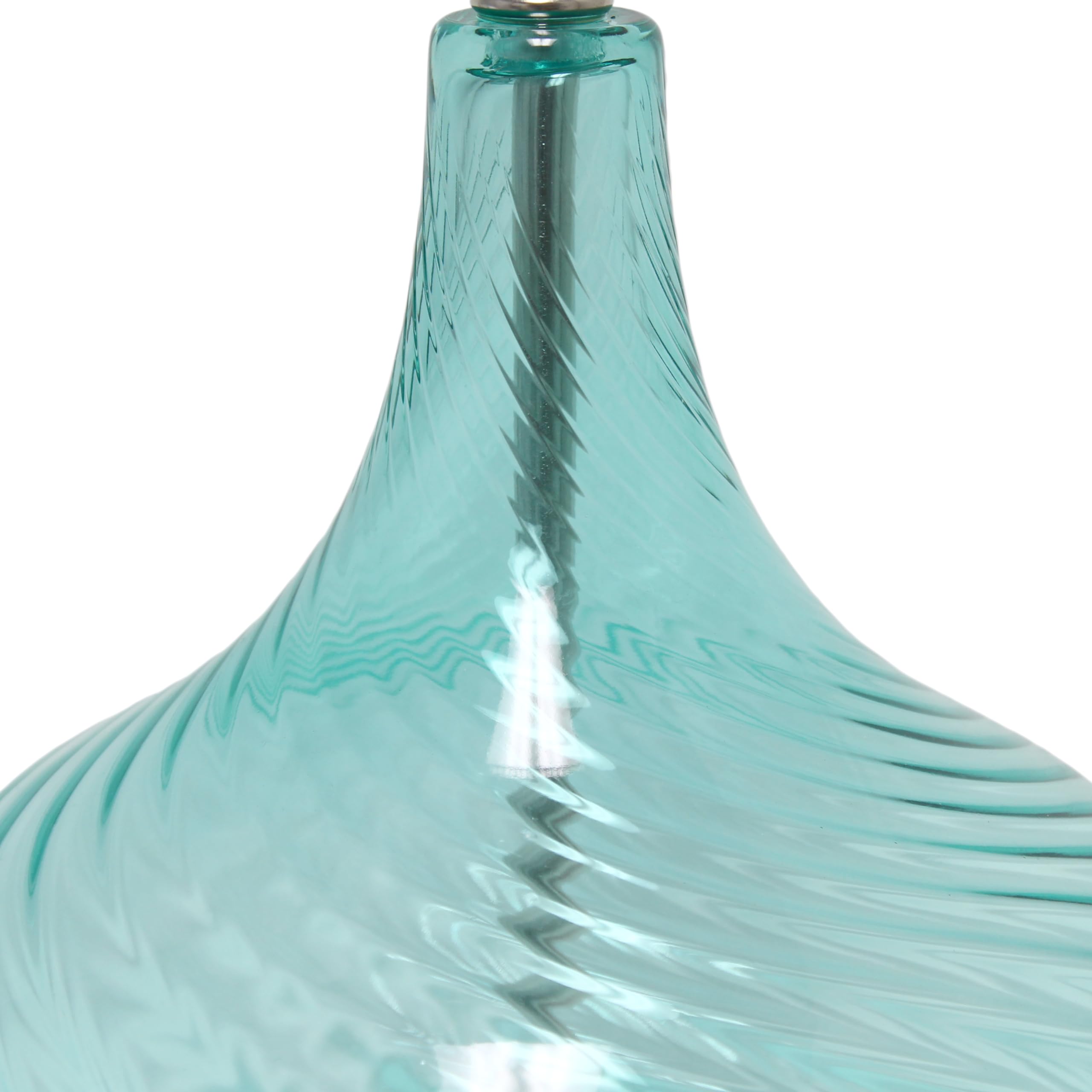 Elegant Designs Lt3214-Blu Glass Table Lamp With Fabric Shade, Light Blue