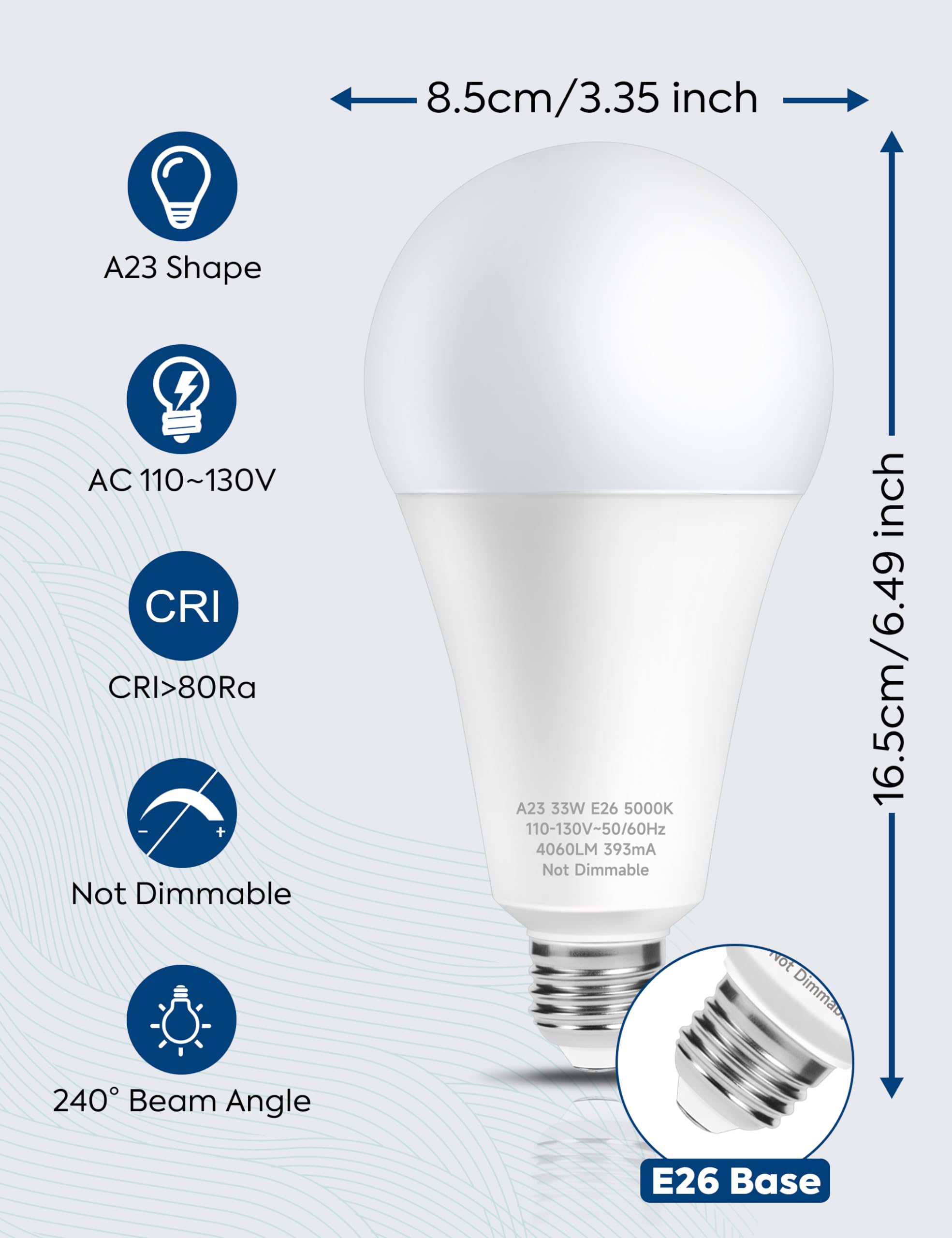 Nouscan 300W Equivalent LED Light Bulb, 4060LM Super Bright, Daylight 5000K, E26 Base, Energy Saving, Non-Dimmable