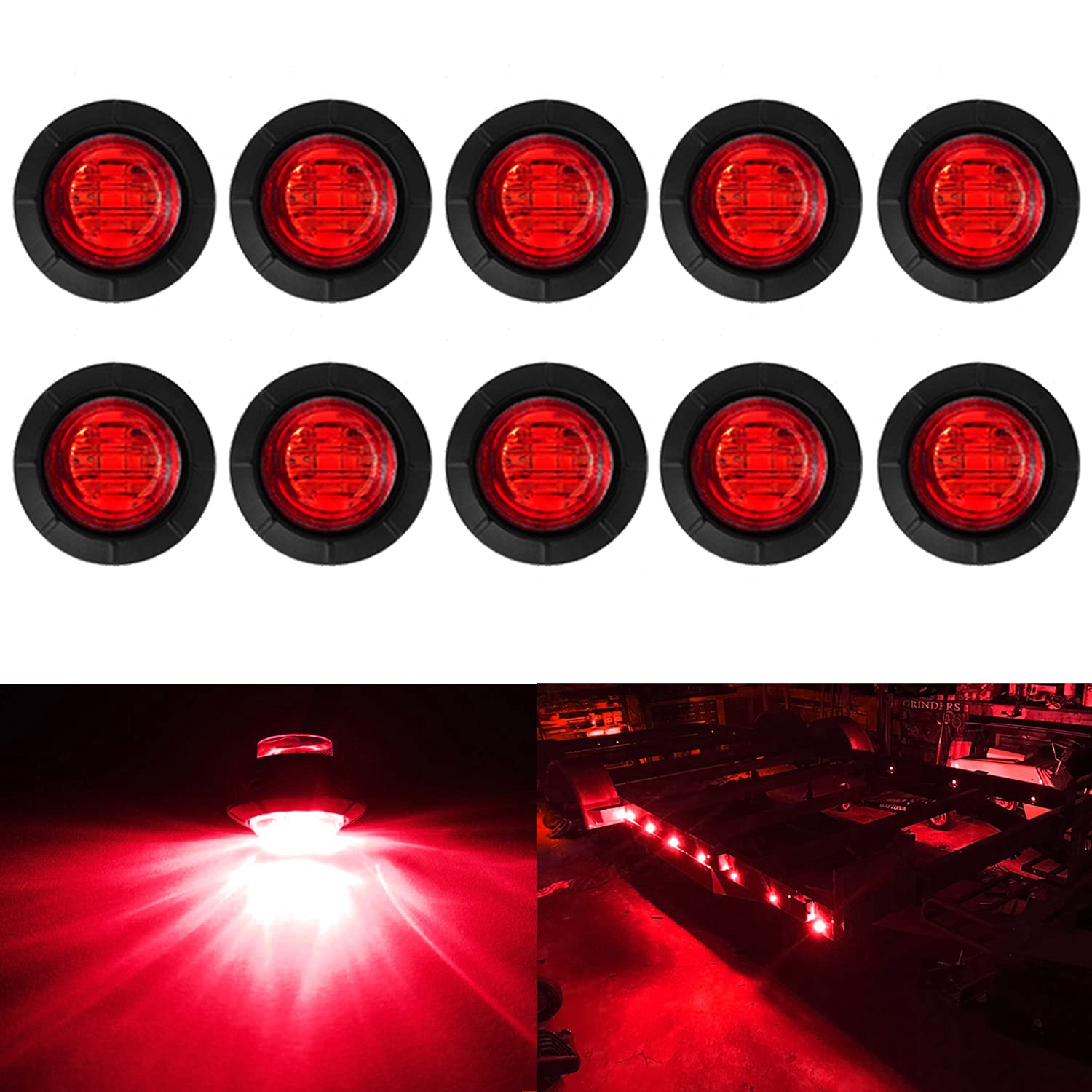 KEING LED Marker Lights, 3/4 Inch Waterproof, 10 Amber + 10 Red + 10 White, 12V for Trailer, Truck, Bus, Van, ATV, RV,