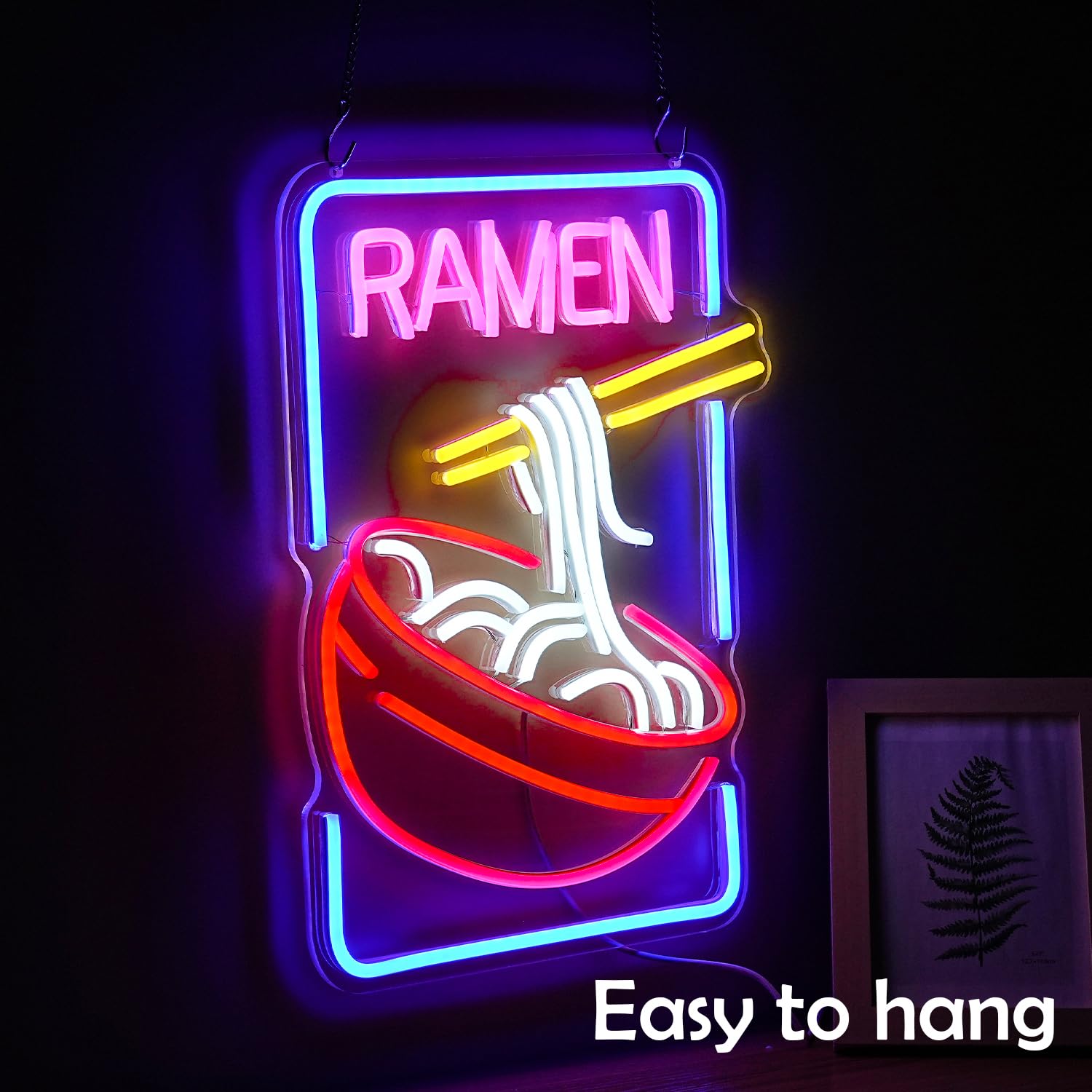 GNVETZLL Ramen Neon Sign - Noodle LED Light, Multi Colored, USB Powered, 16.5in x12in