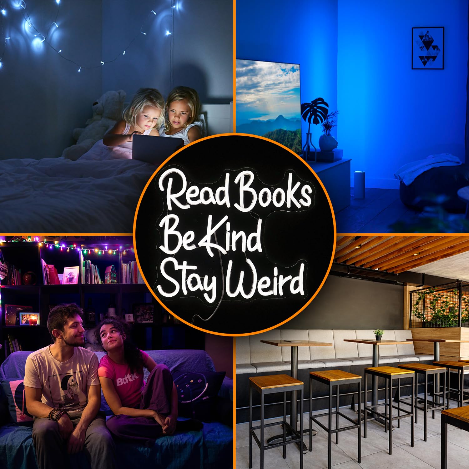 Lisignve Led Neon Sign - Read Books Be Kind Wall Decor, Dimmable, Usb Powered, 14.17X13, White