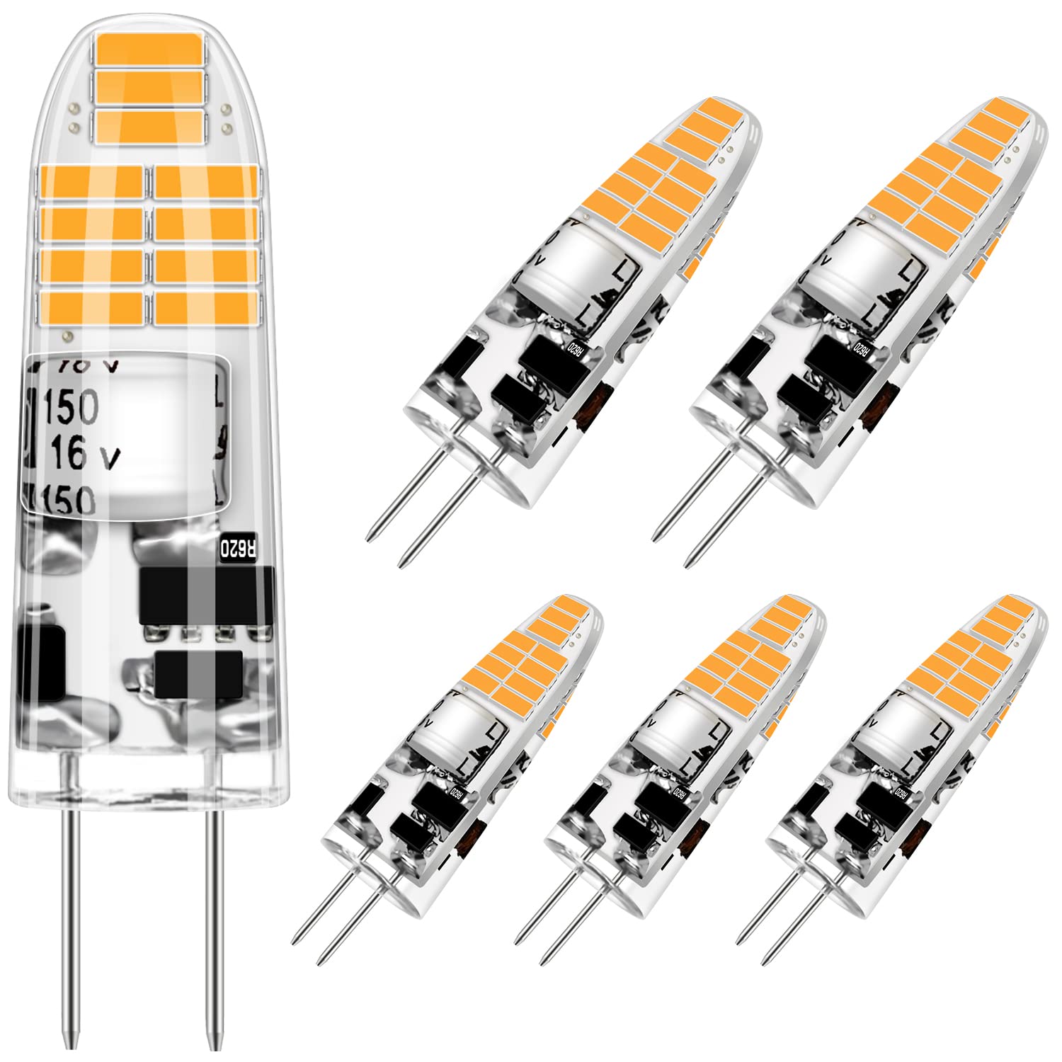 Agotd G4 Led Bulb  2W 12V G4 Bi Pin Bulb  G4 Equivalent 20W Bulb Replacement  Warm White 3000K No-Flicker  Chandelier Lighting/Landscape Lighting/Microwave Lighting(6 Pack)