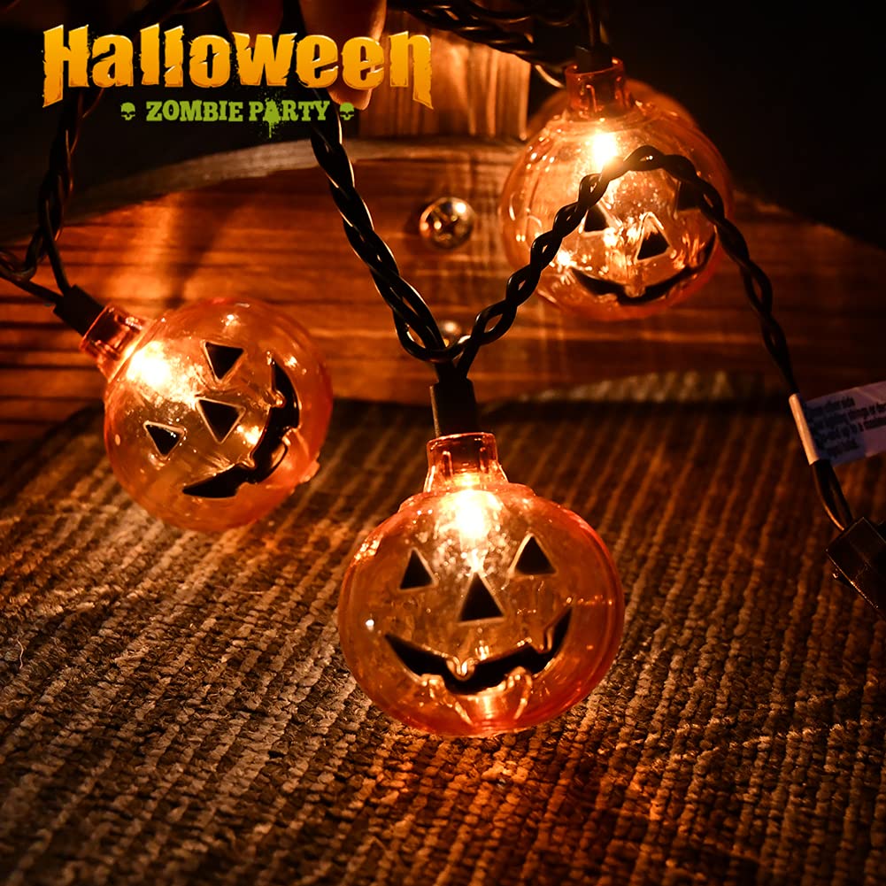 Pallerina 8.5Ft Pumpkin String Lights With 14 Lights Bulbs, Halloween String Lights For Outdoor Pumpkin Decorations, Halloween Pumpkin Light For Haunted House, Carnival, Masquerade Decor