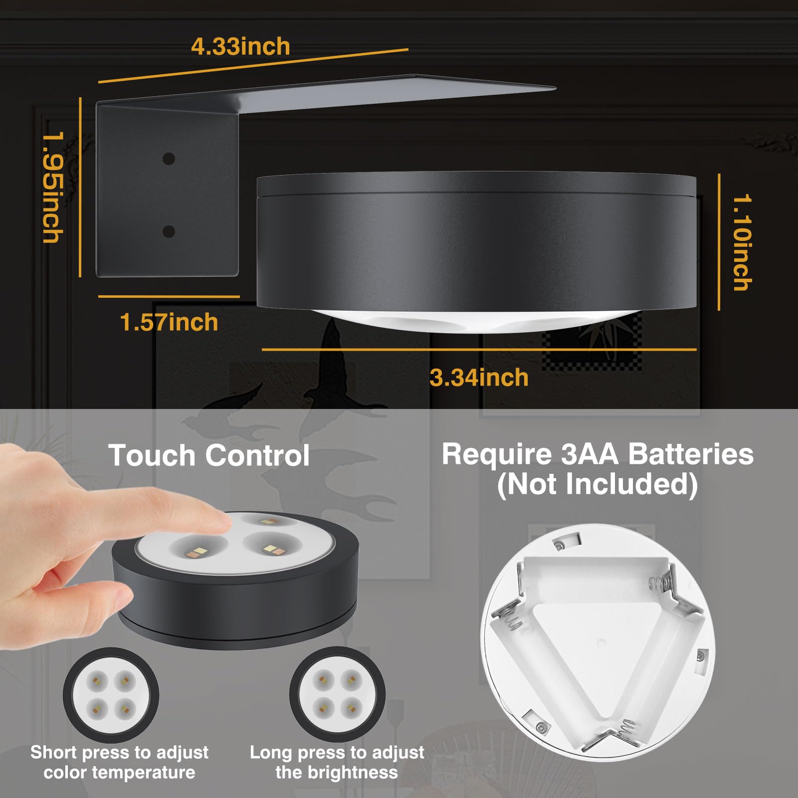 Led Picture Light Wireless Battery Operated Picture Light,Remote Control Painting Lights,Timer And Dimmable Art Light For Wall,M
