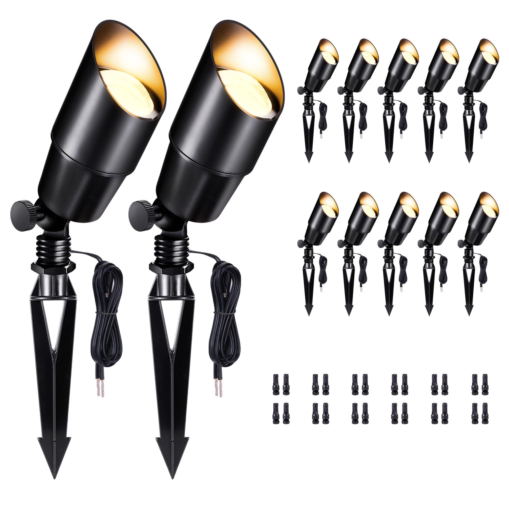 Varmtalys Outdoor Lighting, Black LED Landscape Spotlight, Low Voltage, Waterproof Aluminum Fixture for Lawn, Sign, Home Without