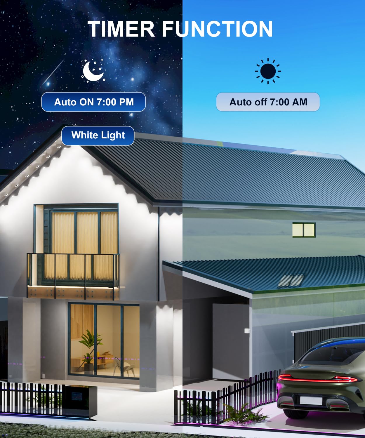 MuliVid 200FT RGB Outdoor Lights with Remote APP Control, IP67 Waterproof for Halloween, Christmas, and Daily Decorations