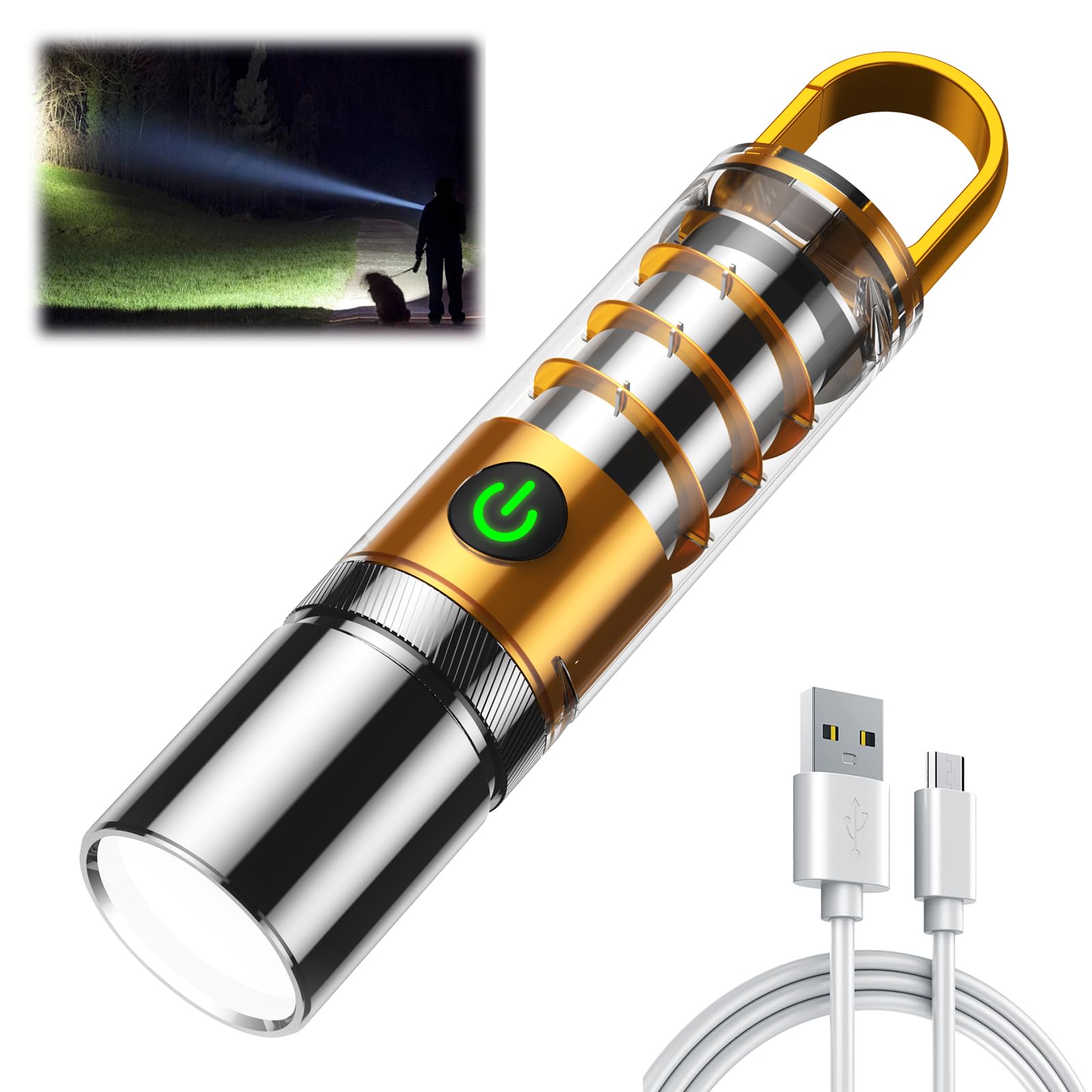 Aijolenly High Power Flashlight 100000 Lumen Rechargeable 6 Modes Small Orange Model XST-M26