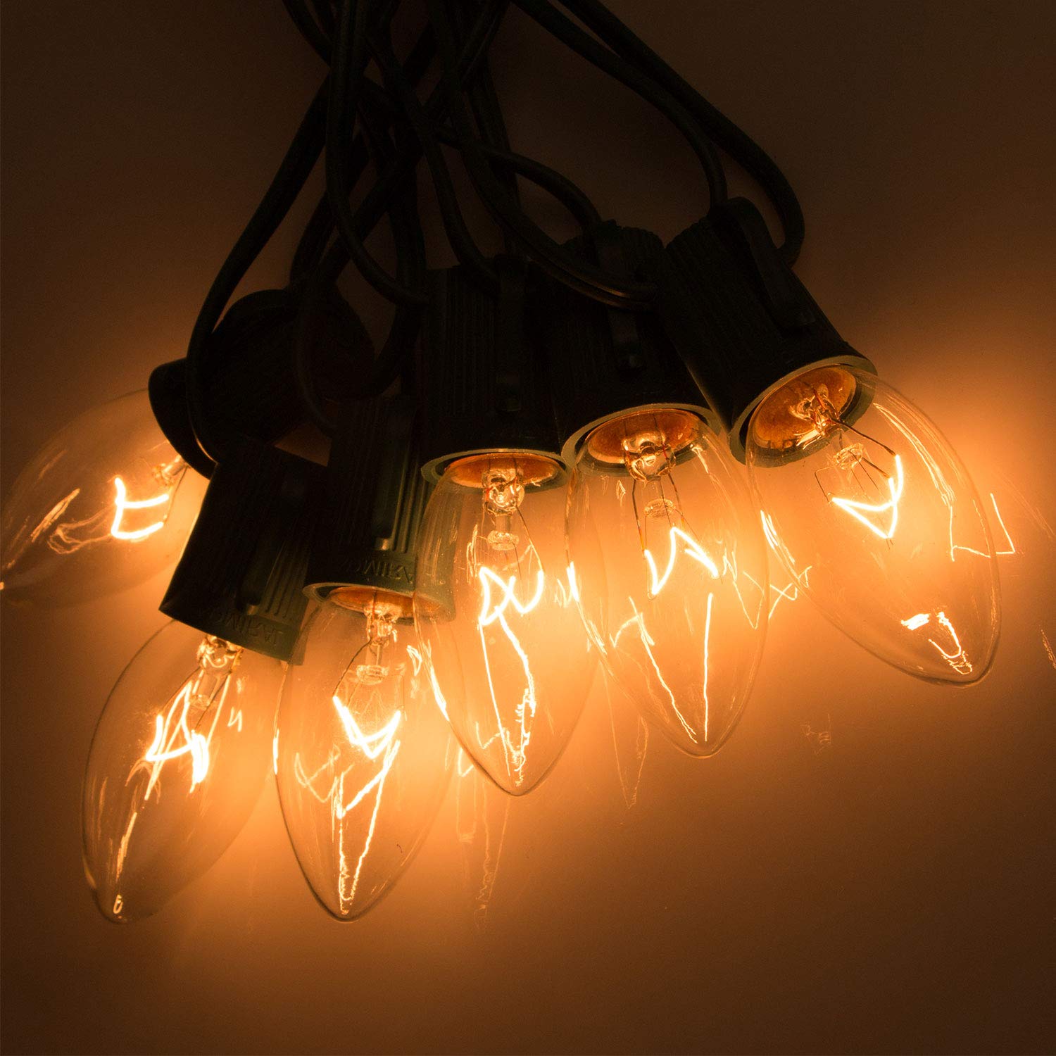 50 Pack C9 Incandescent Bulb, C9 Christmas Replacement Light Bulb For Christmas String Light, E17 Intermediate Base, 7 Watt, Cle