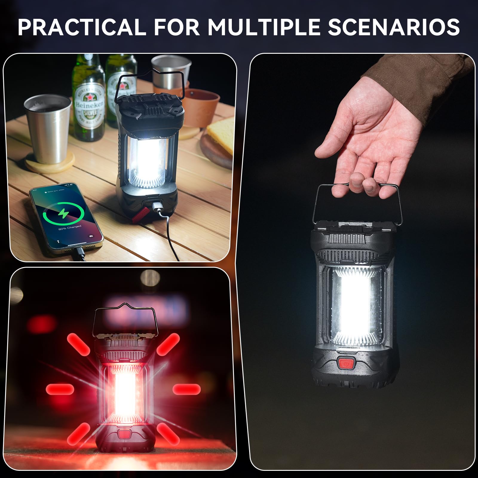 Alpswolf 1000 Lumens Rechargeable Camping Lantern - 4000Mah Phone Charger, Ipx4 Waterproof, 4 Light Modes & Sos Strobe, Led Lant