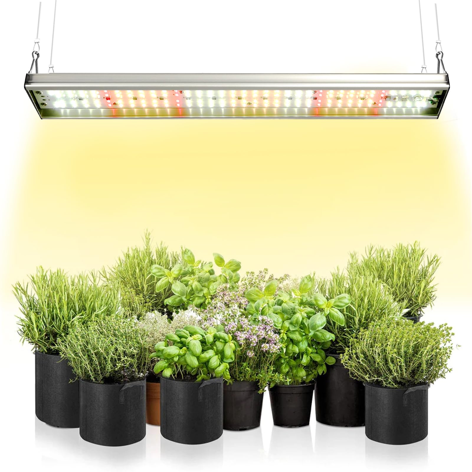 CANAGROW CG-400 LED Grow Lights for Indoor Plants  Upgraded Full Spectrum Plant Light with 5000K 3000K Daylight + 660nm Red Hanging Growing Lamps for Seed Starting Seedlings Succulents Vegetable