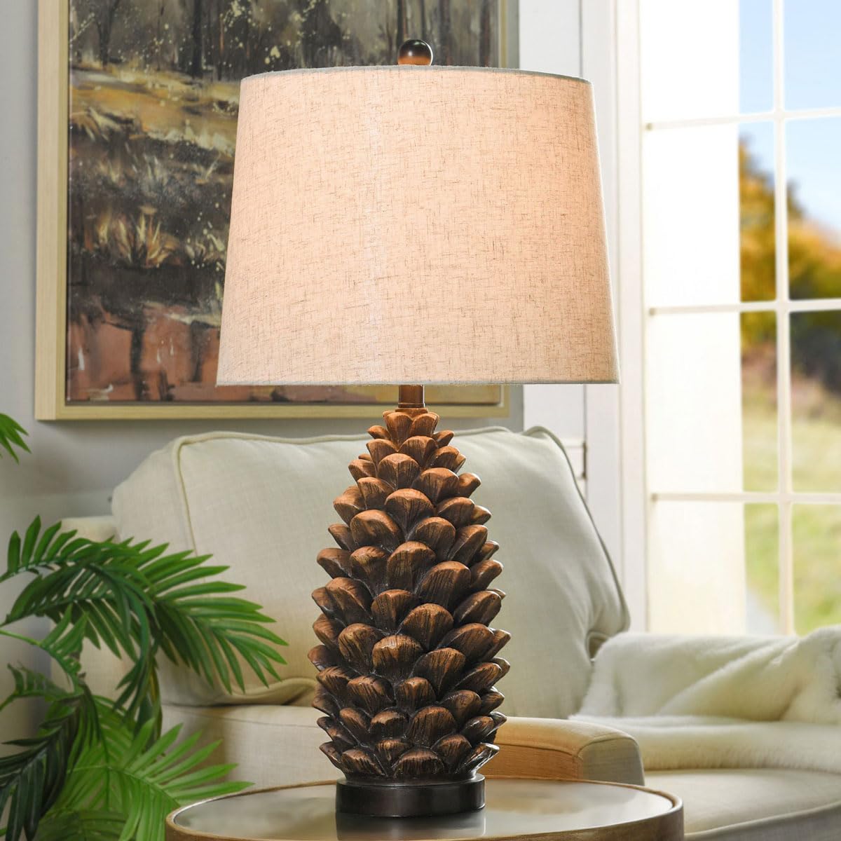 Black Forest D?or Rustic Pinecone Table Lamp - Lodge Style Lighting for Cabin or Home - 30.75''