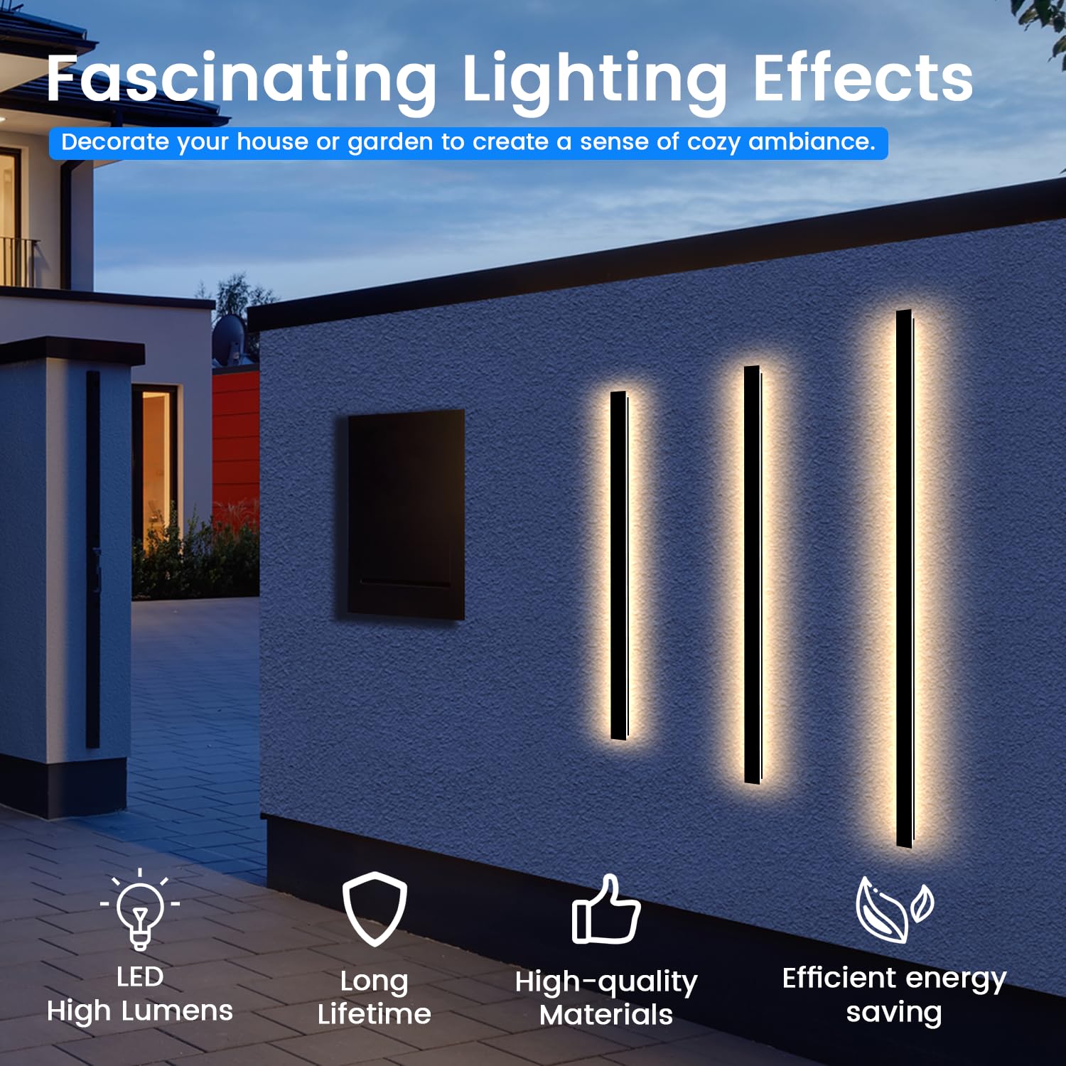 Niuzdu Light Fixture Wall Outdoor - 79Inch Black Exterior Sconces  Outside Garage Exterior Lights  Modern Outdoor Wall Mount Lighting For House  Porch  Patio  Front Door  Corridor