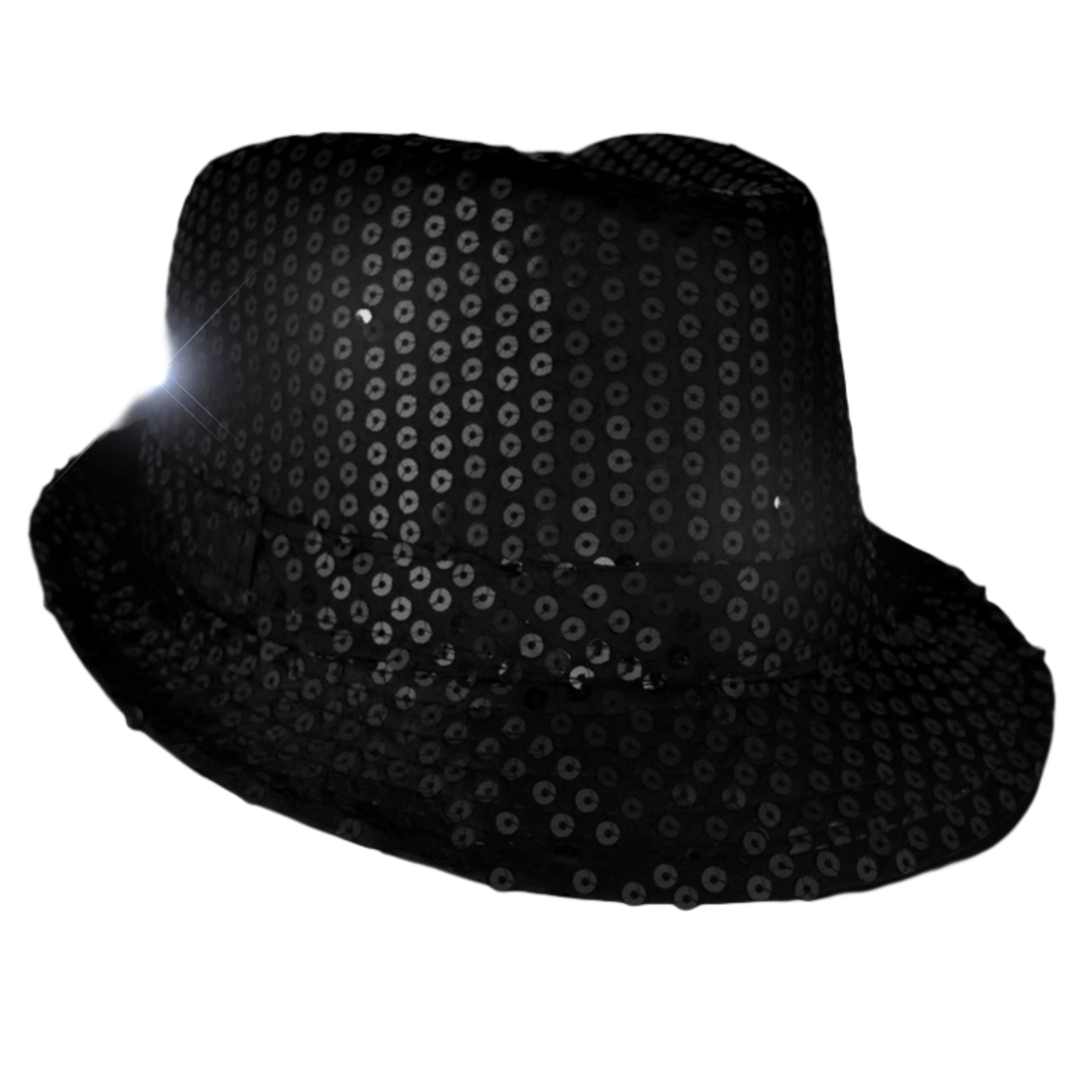 blinkee Light Up Black Fedora Hat, Satin Sequins, Small, Black, Model 3995300