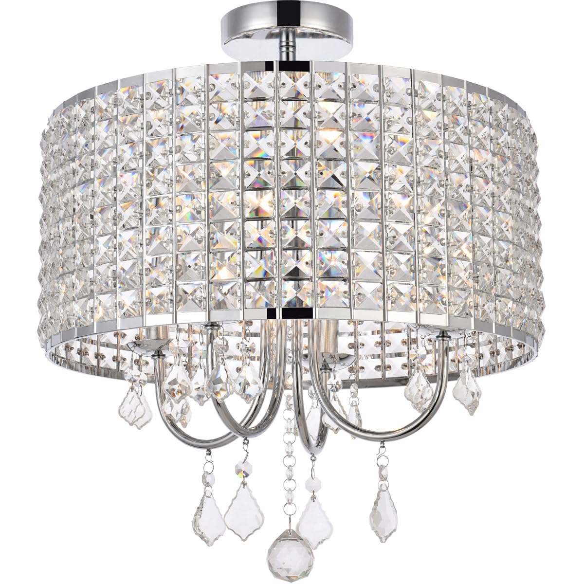 Living District Elise 4-Light Transitional Metal Flush Mount in Chrome