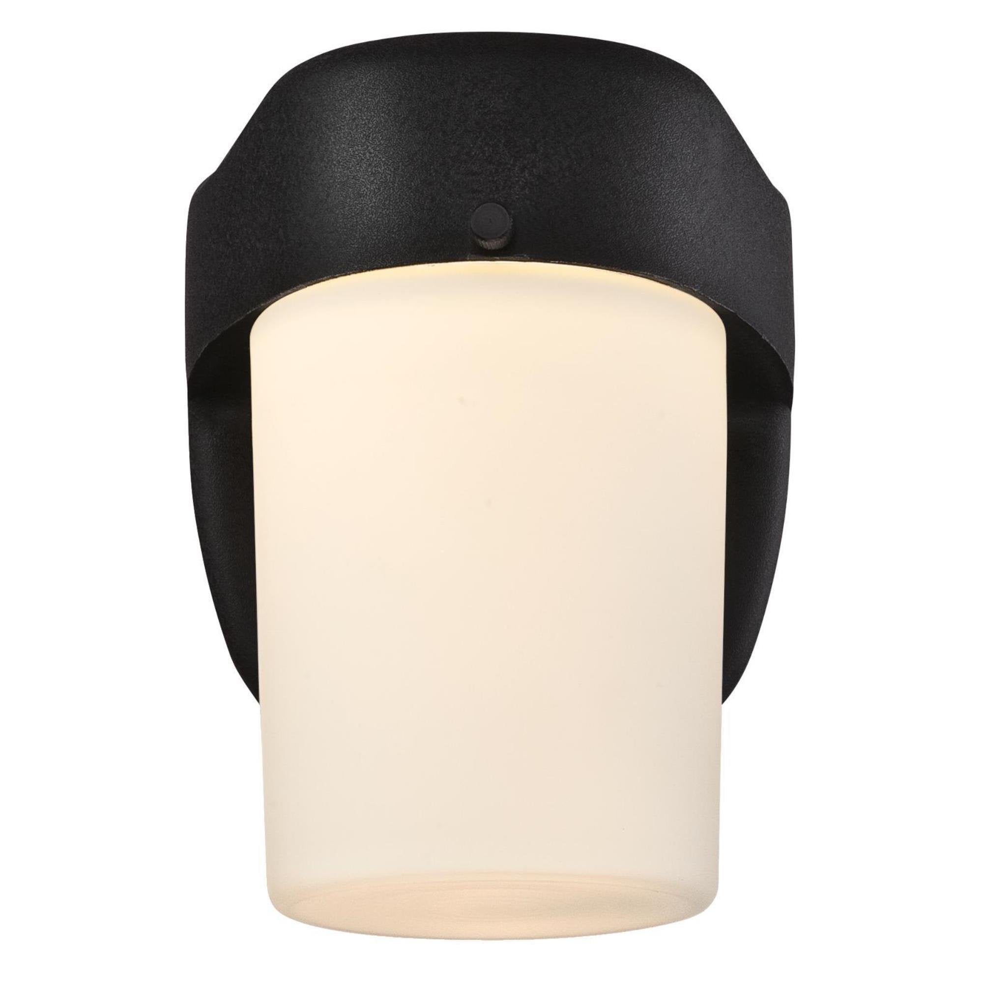 Westinghouse One-Light Dimmable LED Outdoor Wall Fixture, Frosted Opal Glass, Black Finish, Model 6106700
