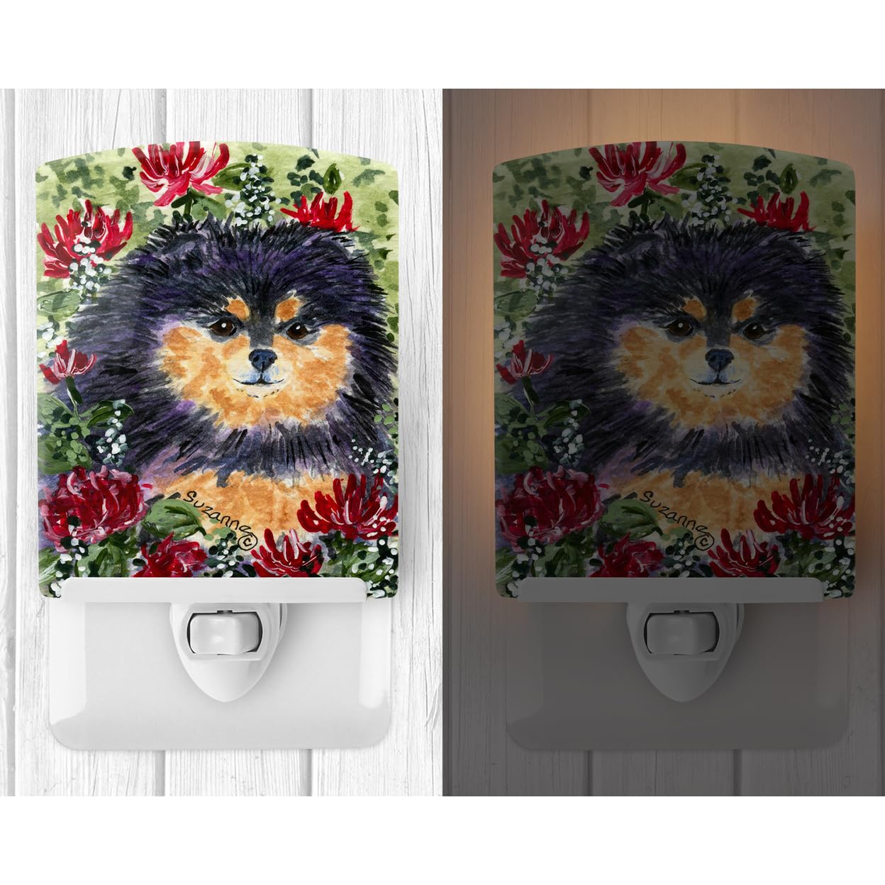 Caroline'S Treasures Ss8727Cnl Pomeranian Ceramic Night Light Compact, Ul-Certified, Ideal For Bedroom, Bathroom, Nursery, Hallway, Kitchen, 6X4X3, Multicolor