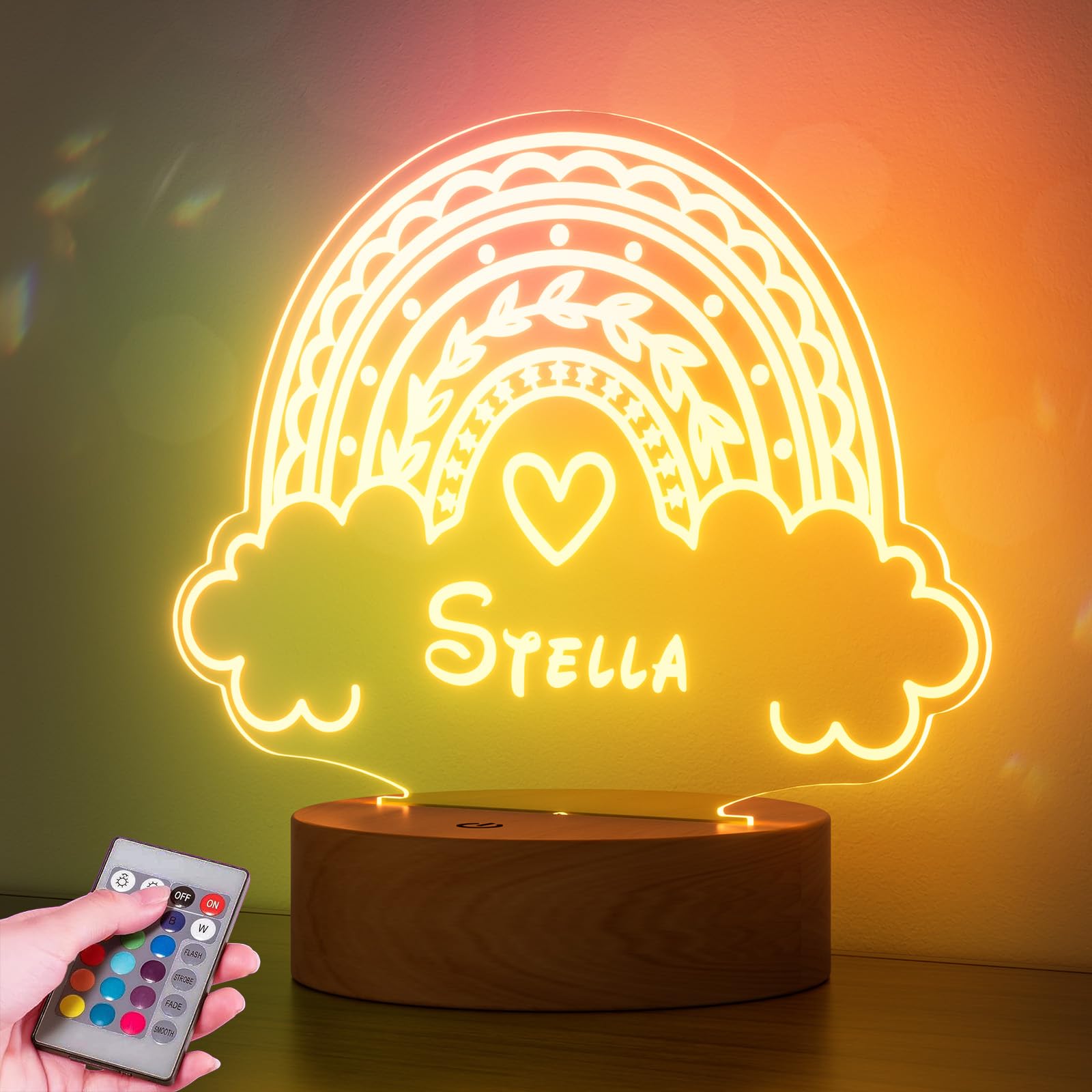 Burst Bird Personalized Baby Gift Name Night Light for Kids Girls Boys Nursery Decor with Rainbow Cloud Nursery Night Light ?Inc