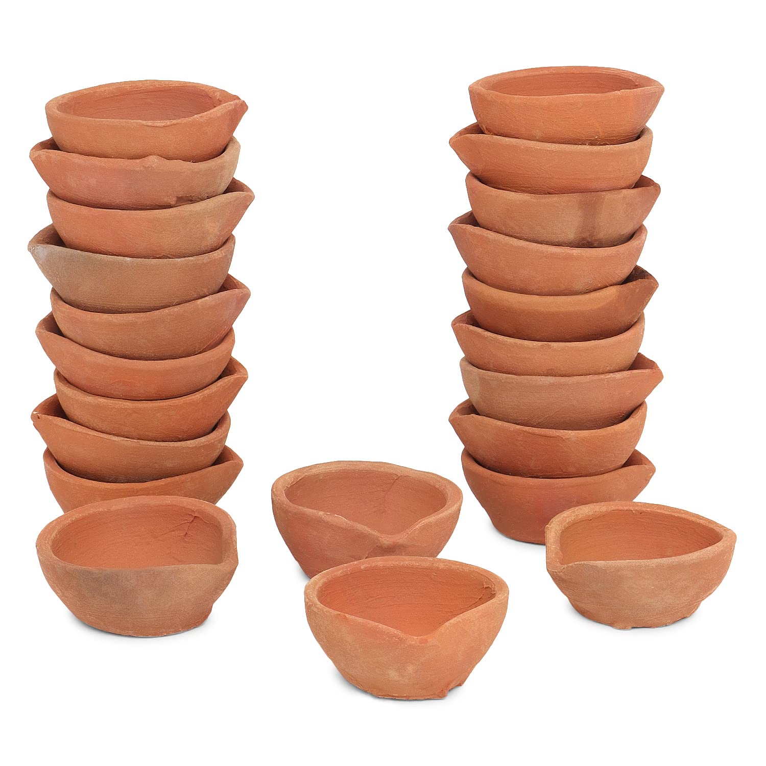 Diwali Diyas Clay Diya Diyas for Pooja with Cotton Wicks [24 Pcs] - [ Mitti ] Indian Puja Oil Lamp Diwali Pooja - Diwali Decorat