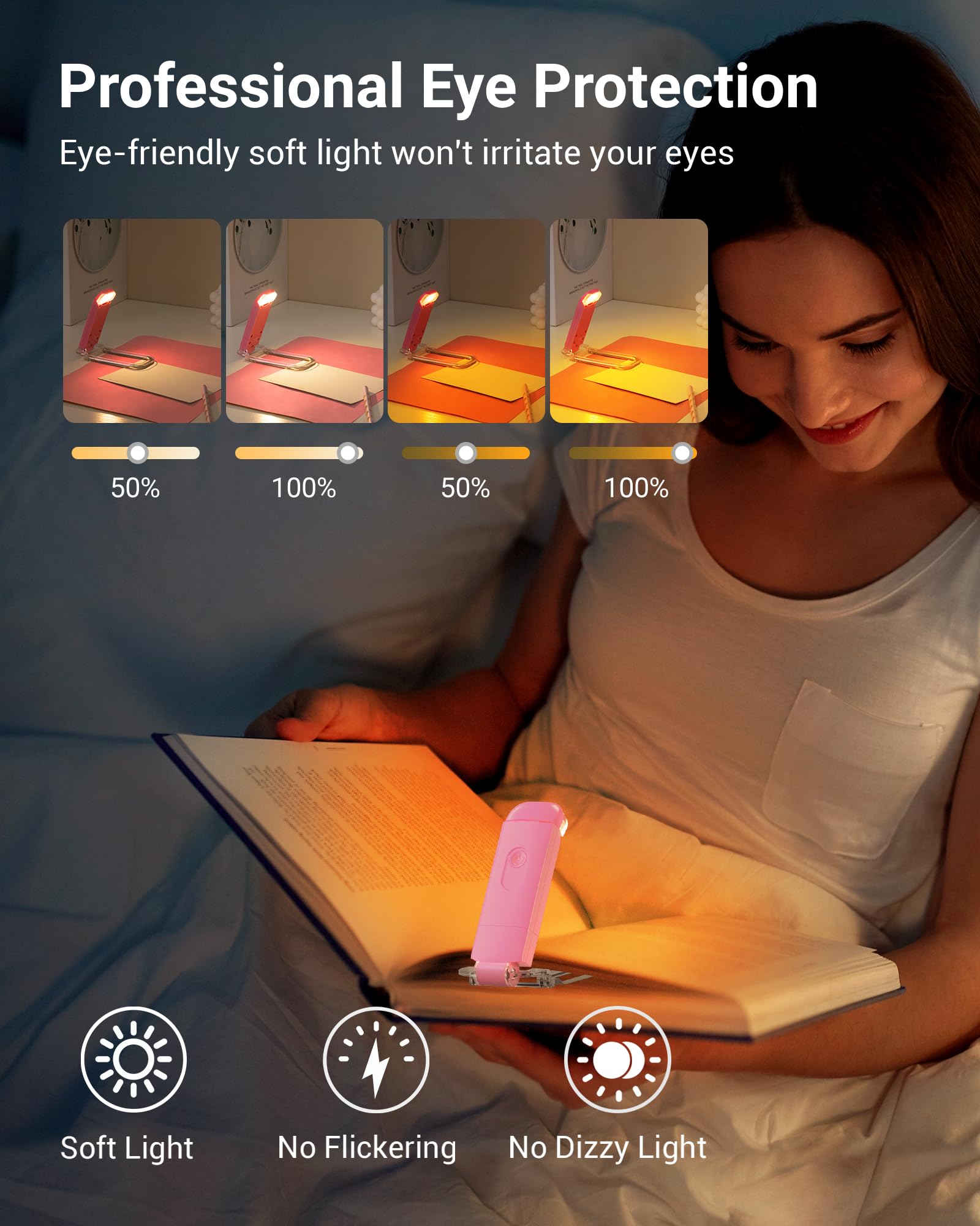 Dewenwils Book Reading Light, Usb Rechargeable Booklight For Reading In Bed, Led Clip On Book Lights For Kids, Bookworms, Blue L