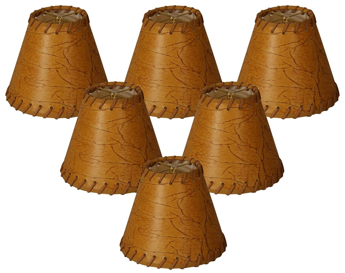 Royal Designs, Inc. Round Faux 2 Tone Leather Chandelier Basic Shade CS-970-6-6, Dark Brown, 3 x 6 x 5, Pack of 6