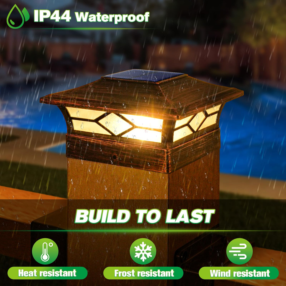 Solar Post Cap Lights Outdoor 8pack, Waterproof Solar Powered Deck Fence Post Lights 4x4 Wood Vinyl Posts Solar Outdoor Led Light Cool Warm Lighting B