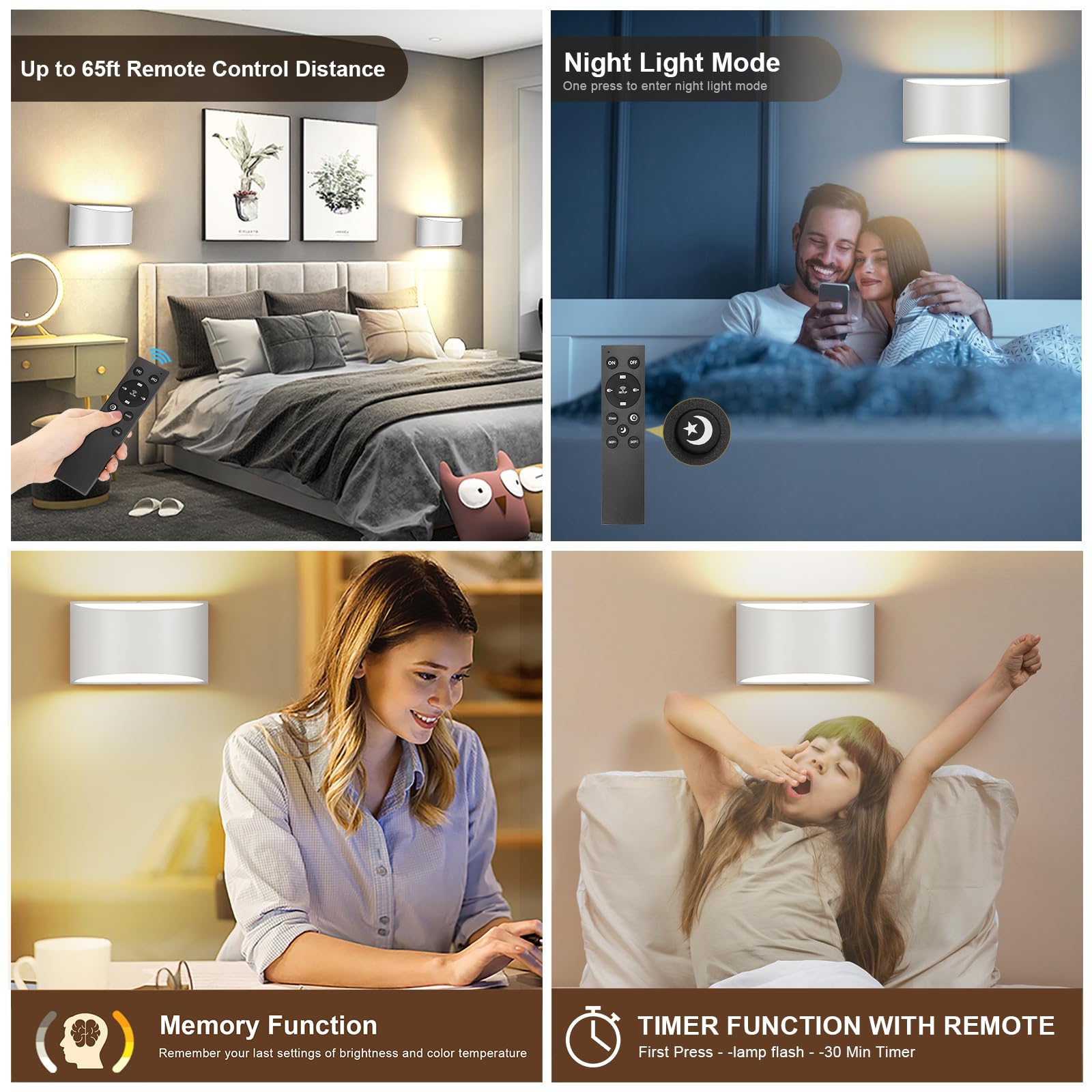 Trlife Modern Led Wall Sconces, Remote Control Dimmable And Adjustable Color Temperature 3000K~6000K Aluminum 12W Hardwired 120V