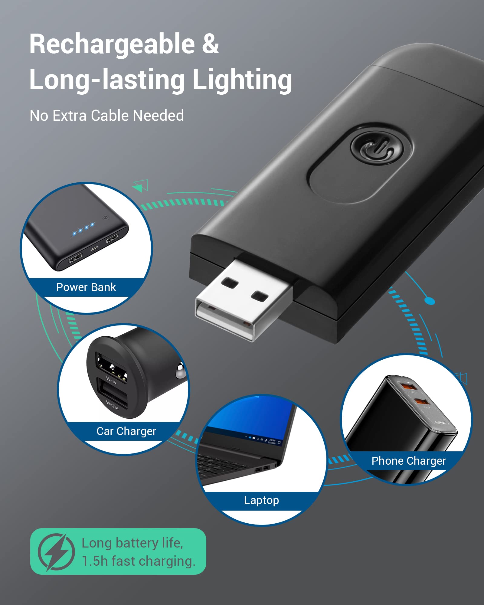 Dewenwils Usb Rechargeable Book Light For Reading In Bed, Warm White, Brightness Adjustable, Led Clip On Book Reading Lights, Pe