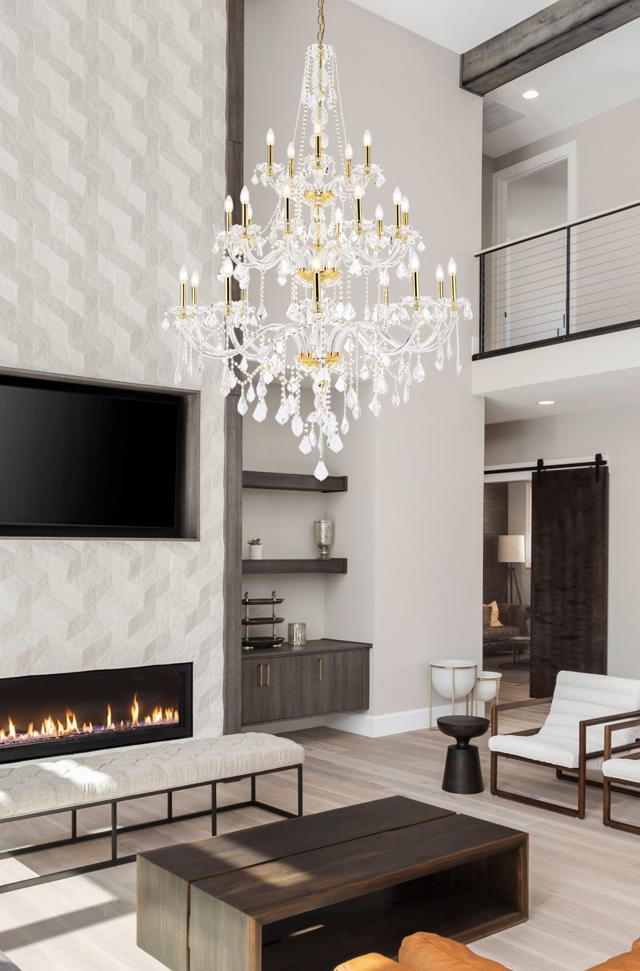 Elegant Lighting 25-Light Gold Chandelier With Clear Royal Cut Crystal