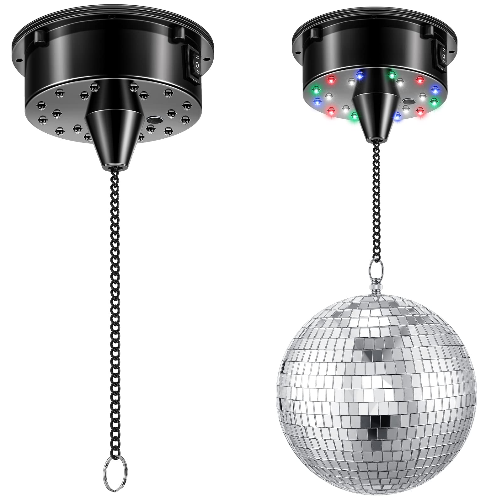 6Rpm Rotating Disco Ball Disco Ball Mount Electric Motor With Lights 4 Colors For 6 8 12 Inch Disco Ball (Not Included) 2 Mode F