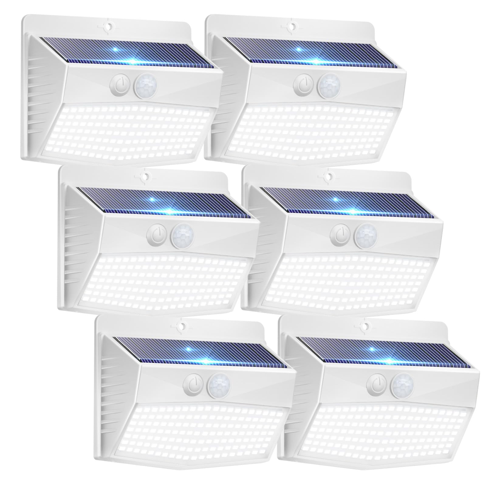 Solar Lights Outdoor Motion Sensor [138 LED/6 Packs] Solar Security Lights with 3 Lighting Modes Solar Wall Lights Waterproof Solar Powered Lights for Garden Fence Yard Deck, White