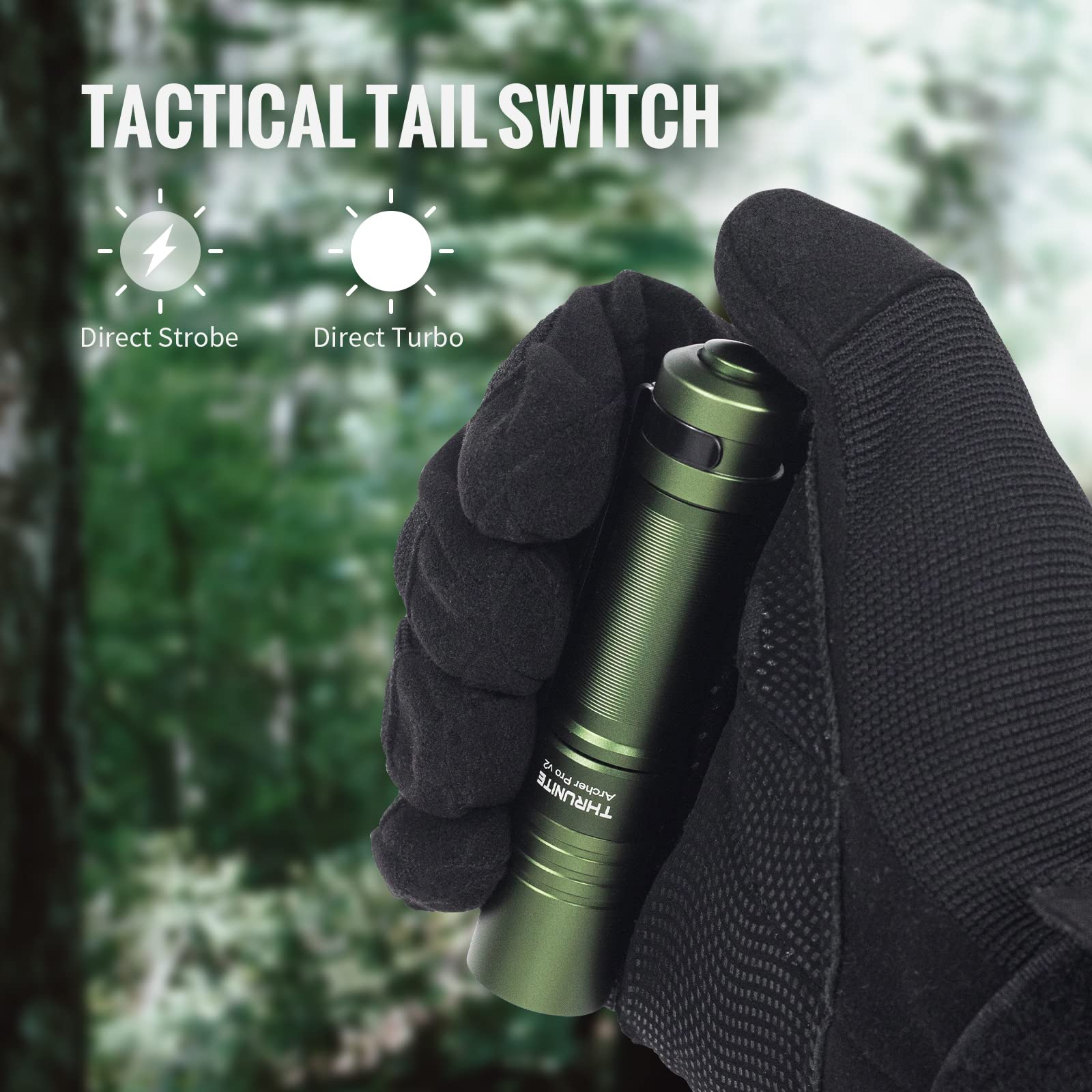 ThruNite Archer Pro V2 EDC Flashlight - 950 Lumens, USB-C Rechargeable, Pocket Size, Dark Green